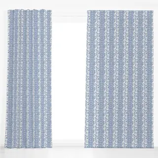 Dekovorhang Florale Streifen Blau