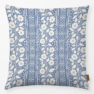 Kissen Florale Streifen Blau