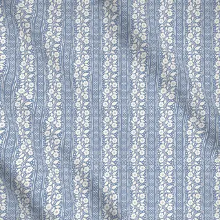 Meterware Florale Streifen Blau