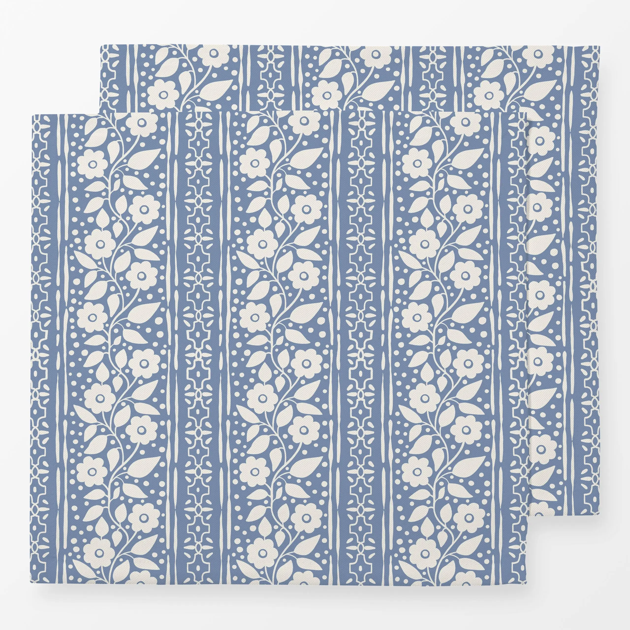 Servietten Florale Streifen Blau - Blumen & Florales, Sommer, Pflanzen & Botanik - von „Laurella Vie Studio"; Streifen, Blum...