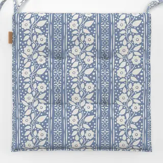 Sitzkissen Florale Streifen Blau