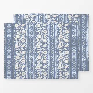 Tischset Florale Streifen Blau