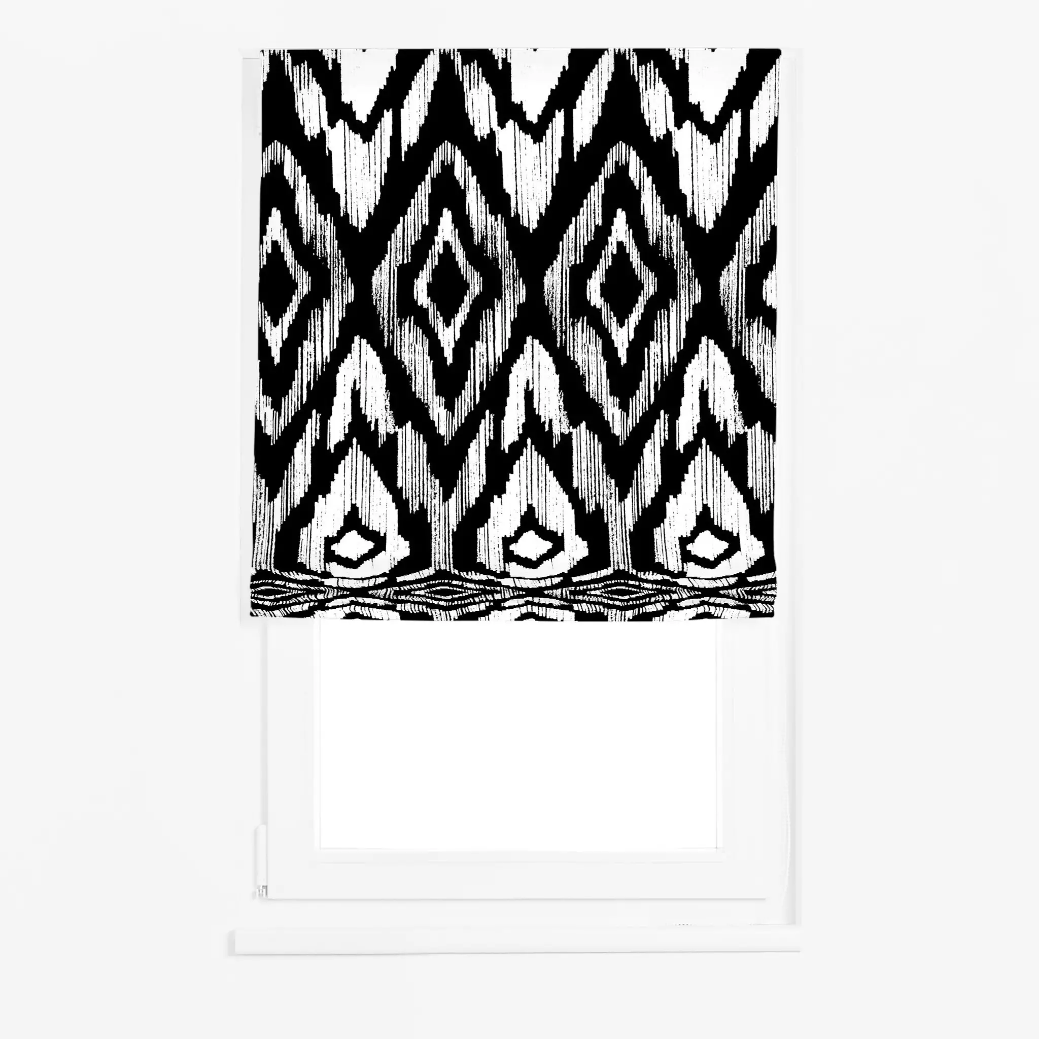Raffrollo Boho Ikat White on Black Boho Ikat White on Black