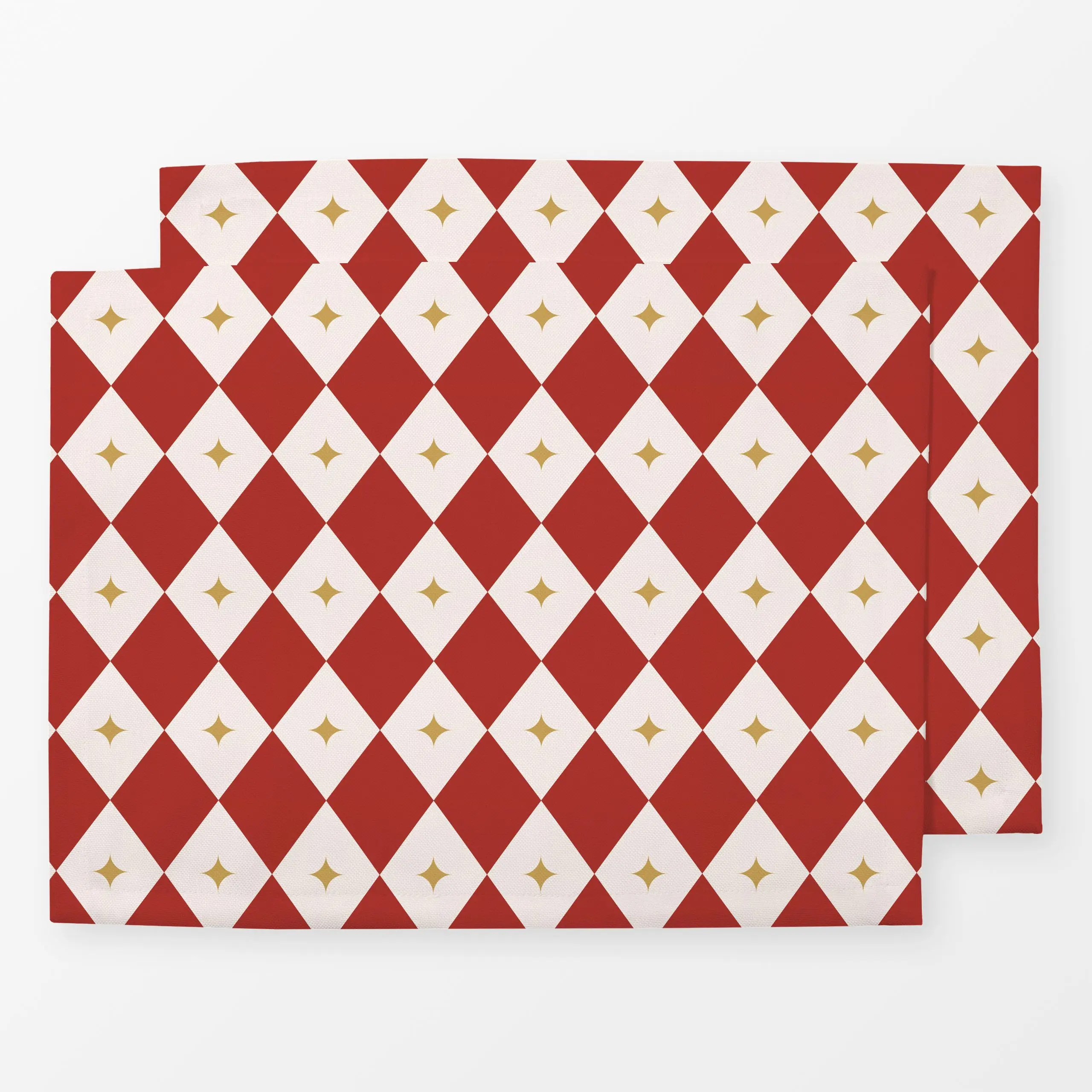 Tischset Christmas Sparkle Red - Weihnachten, Symbole & Muster - von „Jana Moßmann"; Sterne, Weihnachten, gold, Raute, weihn...