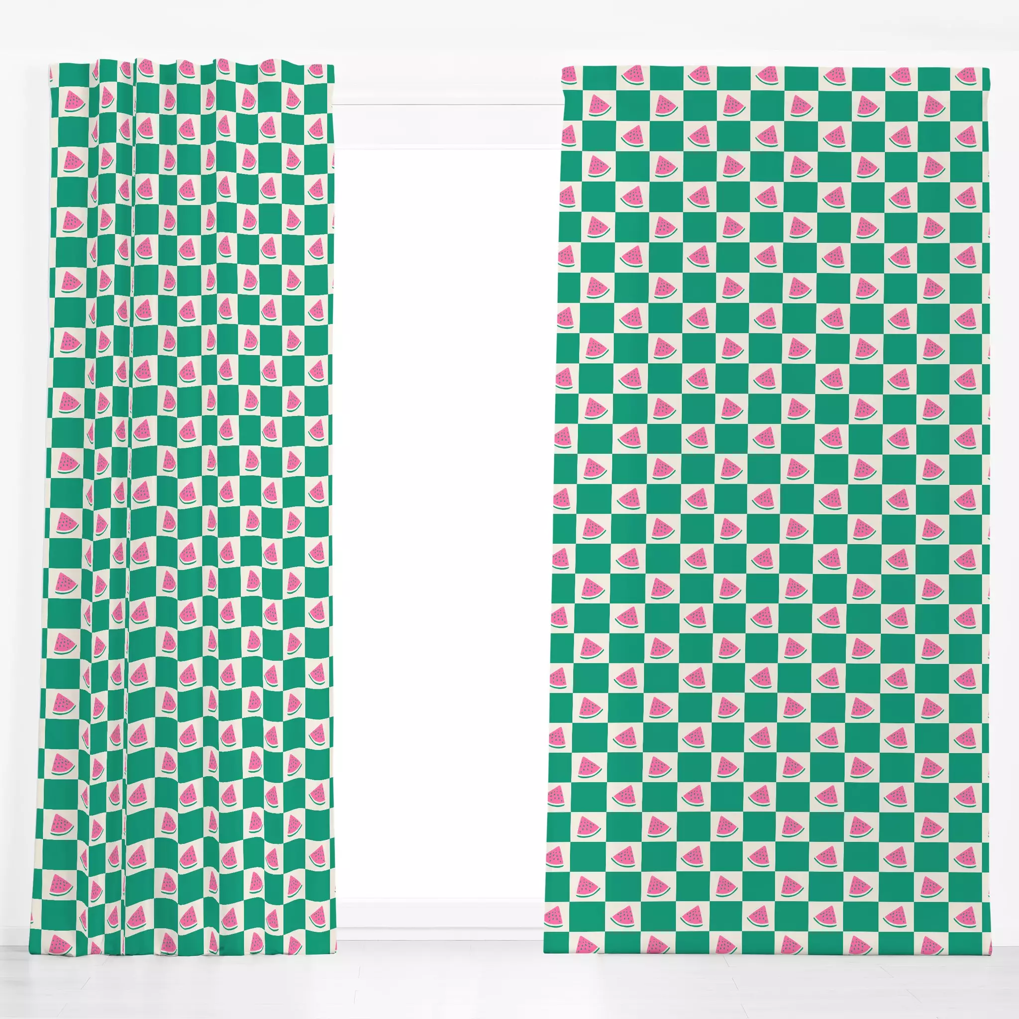 Dekovorhang Checks Watermelon Green Checks Watermelon Green