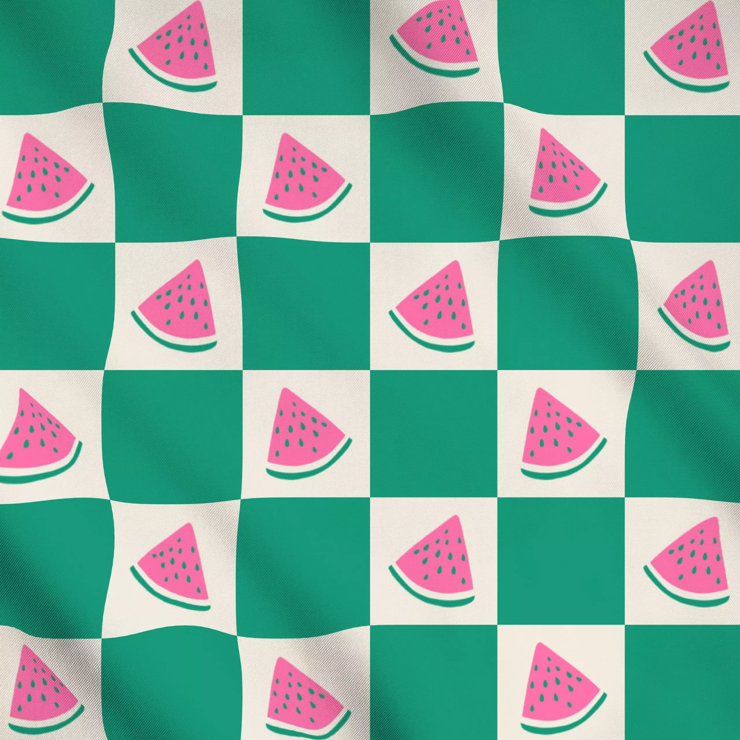 Meterware Checks Watermelon Green - Sommer, Symbole & Muster, Früchte - von „textilwerk"; Illustration, Sommer, trend, pink,...