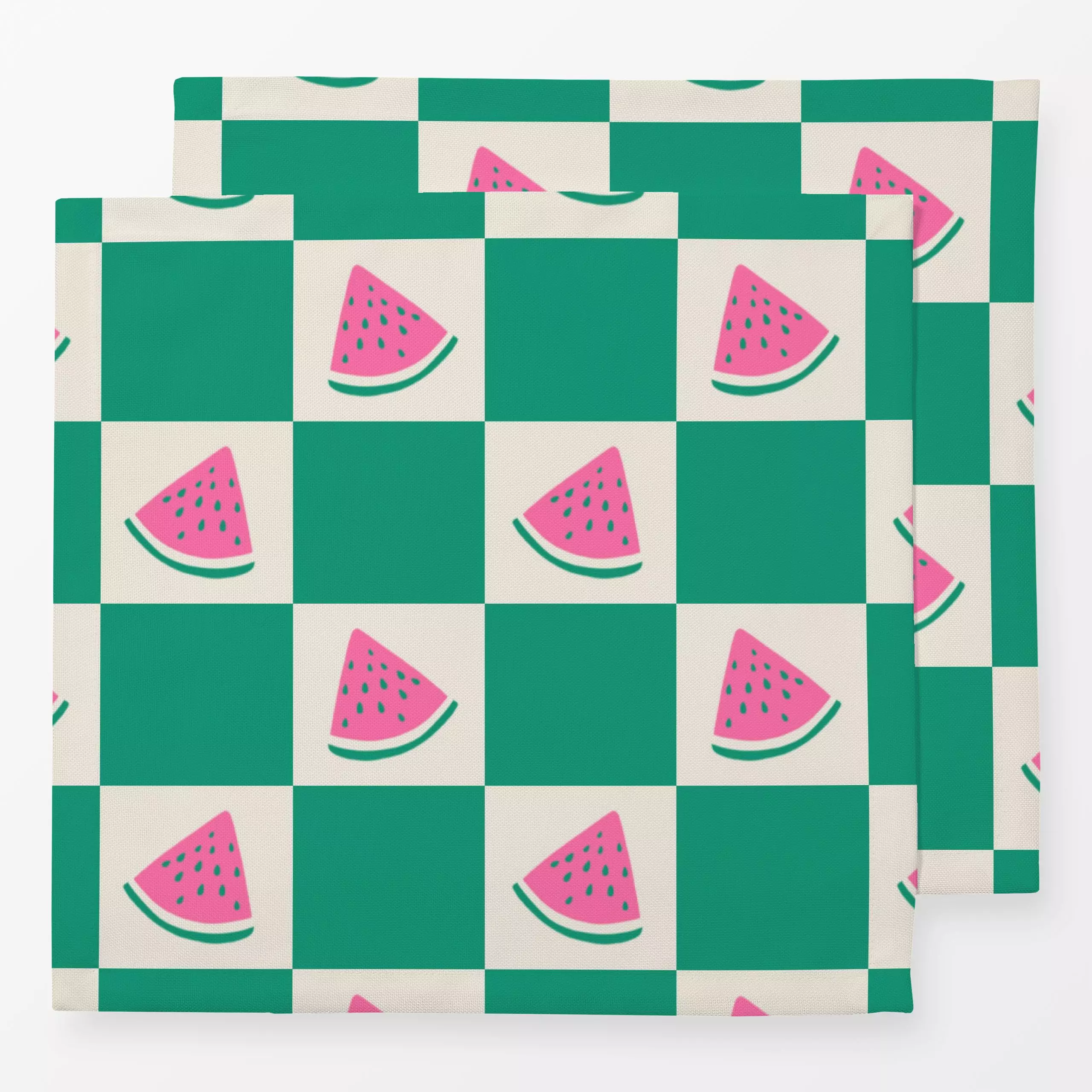 Servietten Checks Watermelon Green - Sommer, Symbole & Muster, Früchte - von „textilwerk"; Illustration, Sommer, trend, pink...