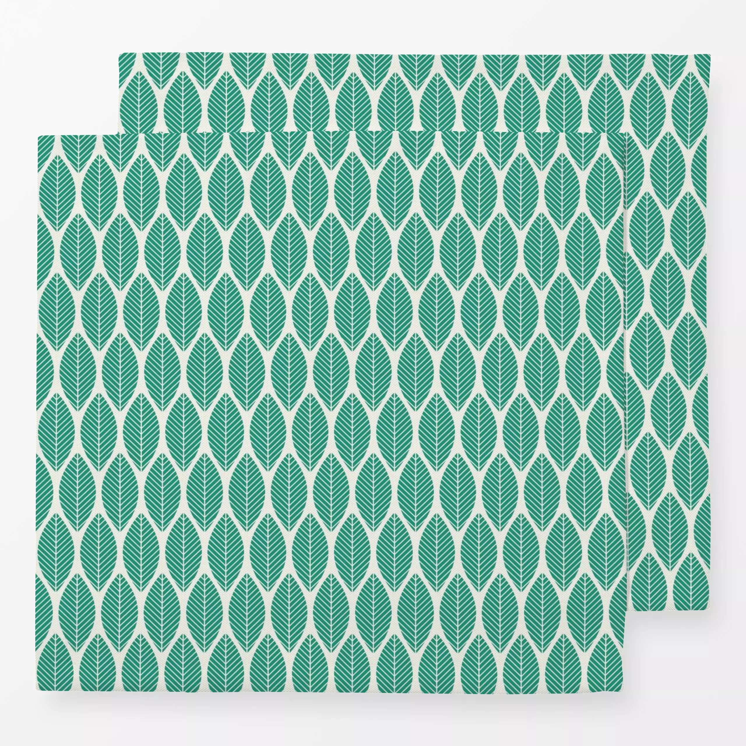 Servietten Palmenblätter Türkis - Sommer, Symbole & Muster, Pflanzen & Botanik - von „DEINKI Studio"; Blatt, Geometrisch, Bl...
