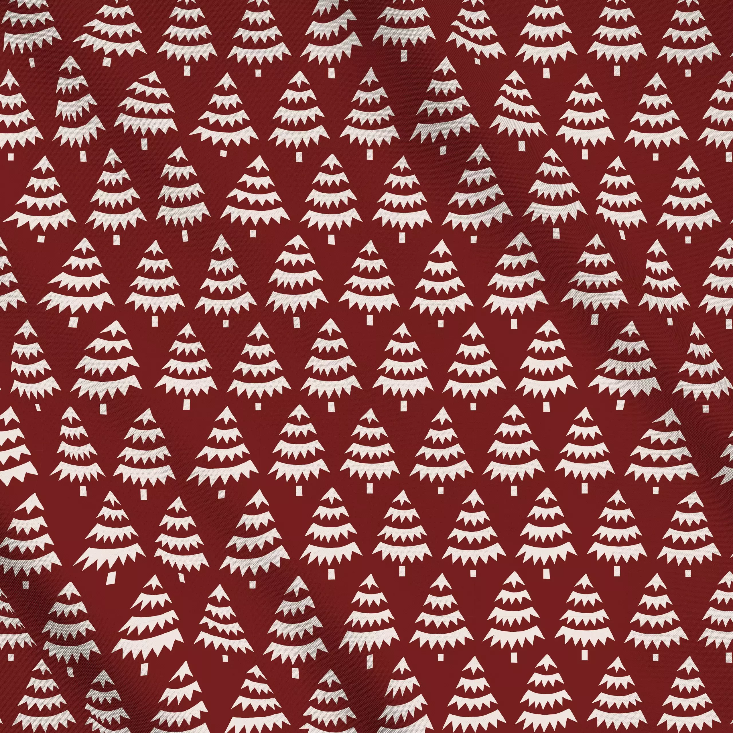 Meterware Weihnachtsbäume rot - Weihnachten, Pflanzen & Botanik - von „Studio Kesse"; Bäume, Tanne, Wald, Tannenbaum, Weihna...