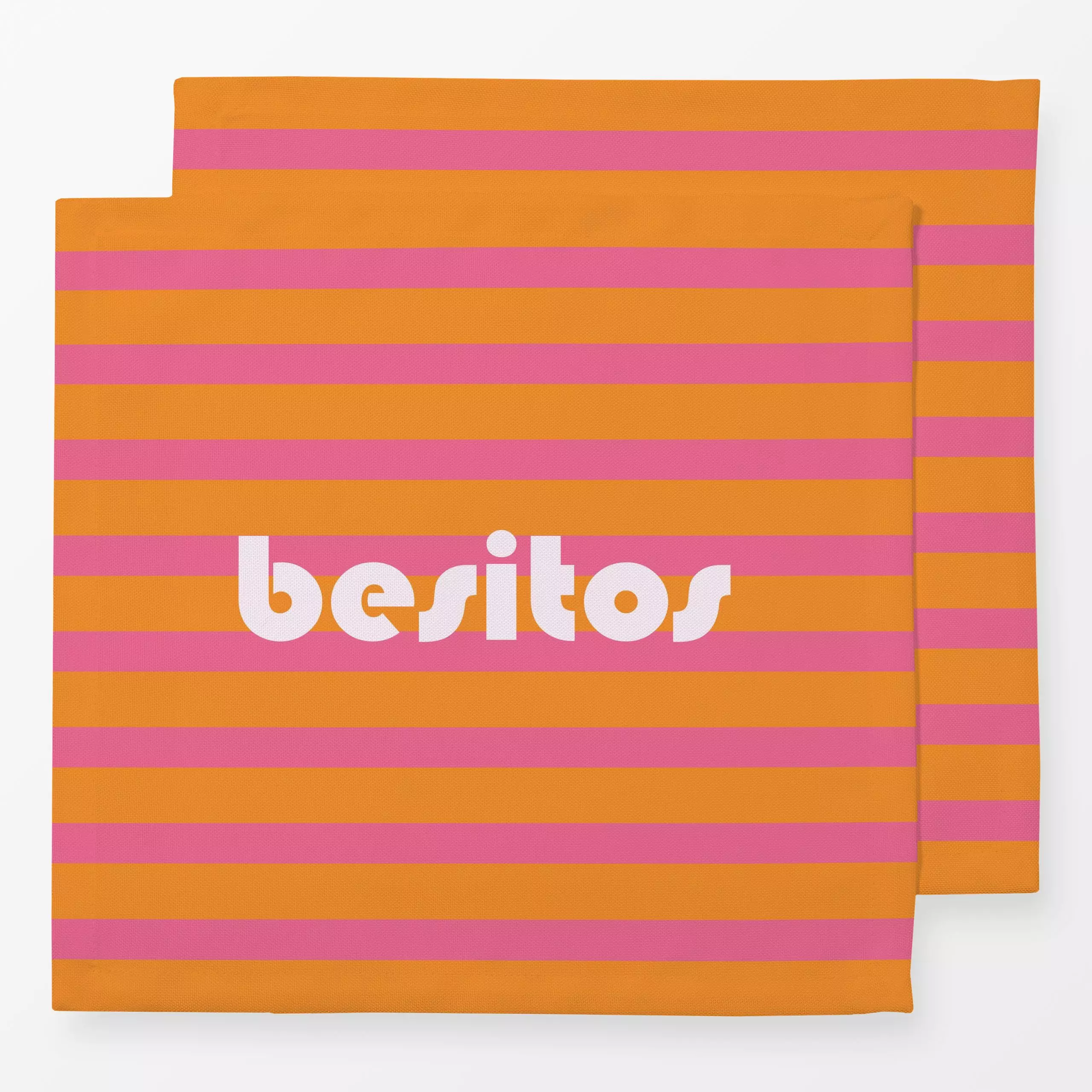 Servietten Besitos Rayas naranja y pink - Liebe, Romantik & Pride, Sommer, Sprüche & Schriftzüge - von „Karen Menzenbach"; S...
