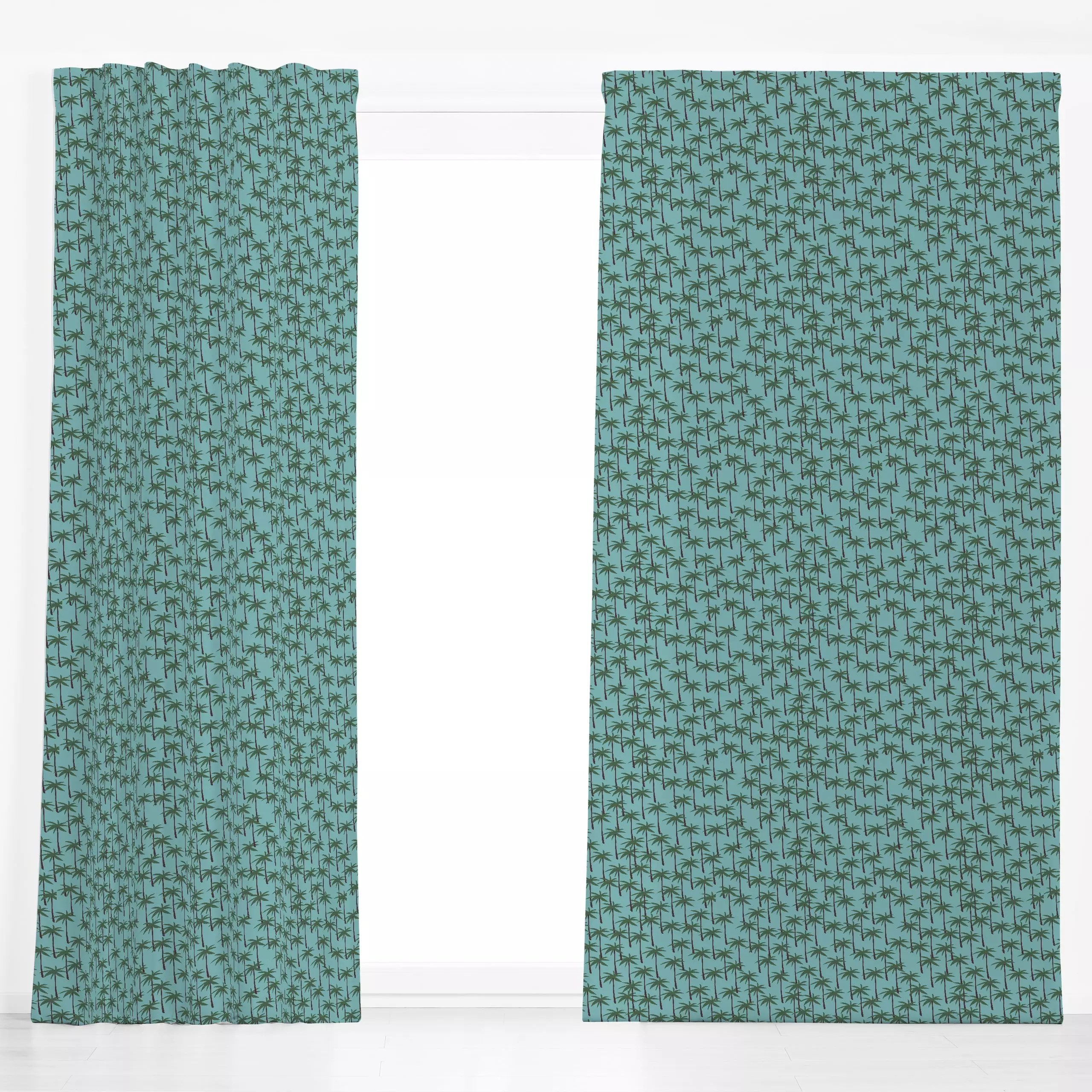 Dekovorhang Vintage Palm Beach Green - Sommer, Pflanzen & Botanik - von „Studio ROSAGRAU"; Palmen, Sommer, Beach, StudioROSA...