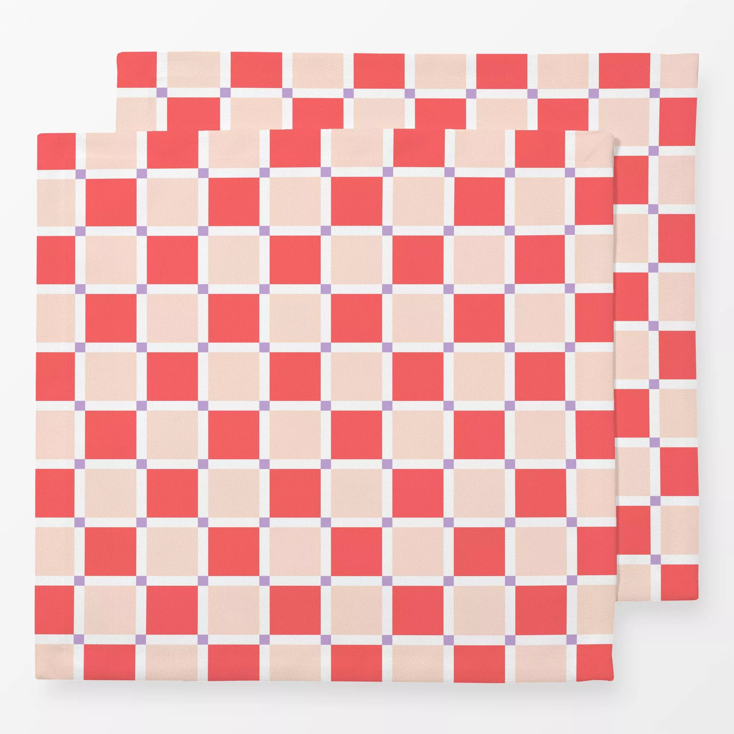 Servietten Chessboard Crossed Red - Symbole & Muster, Retro & Vintage - von „Jana Moßmann"; kariert, kleinkariert, Schachbre...