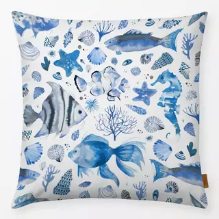 Kissen Fishes and Shells Marine Blue