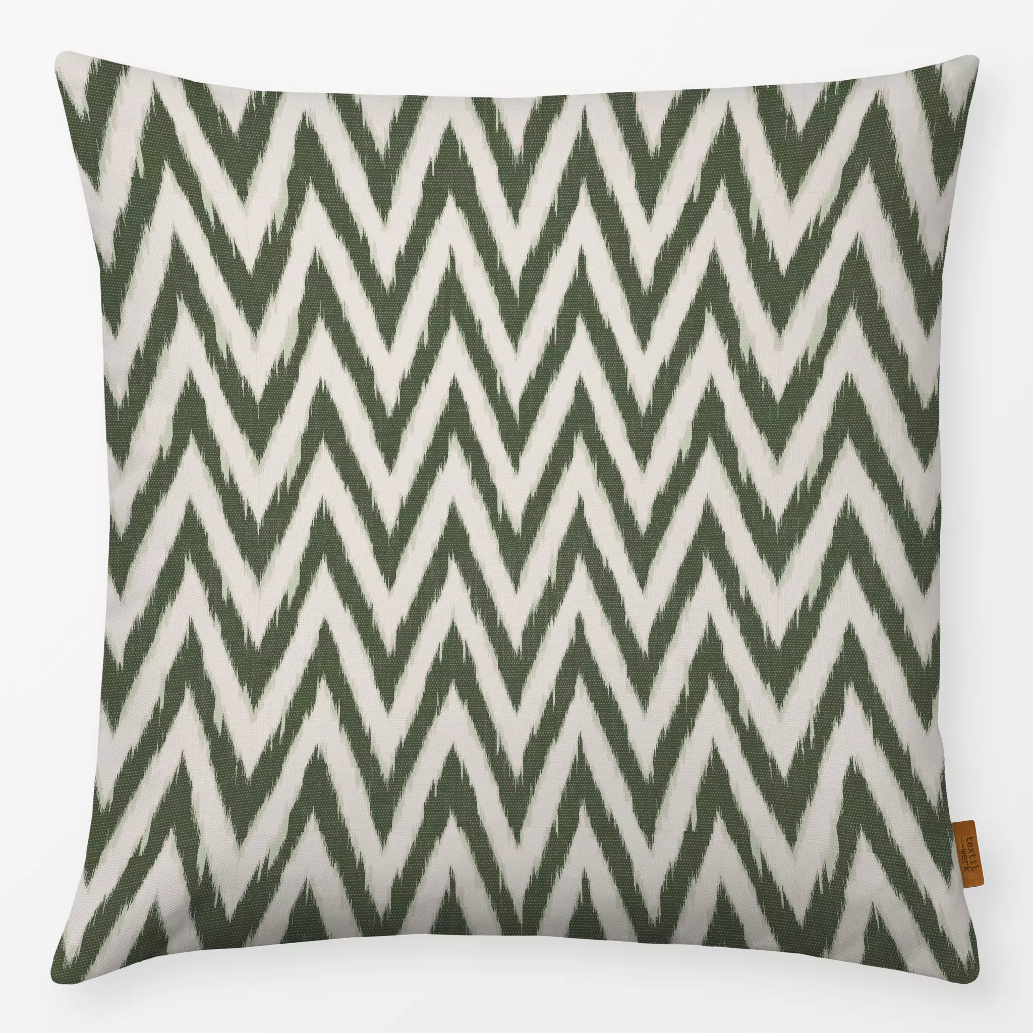 Kissen Kissen Zigzag Ikat Dark Green