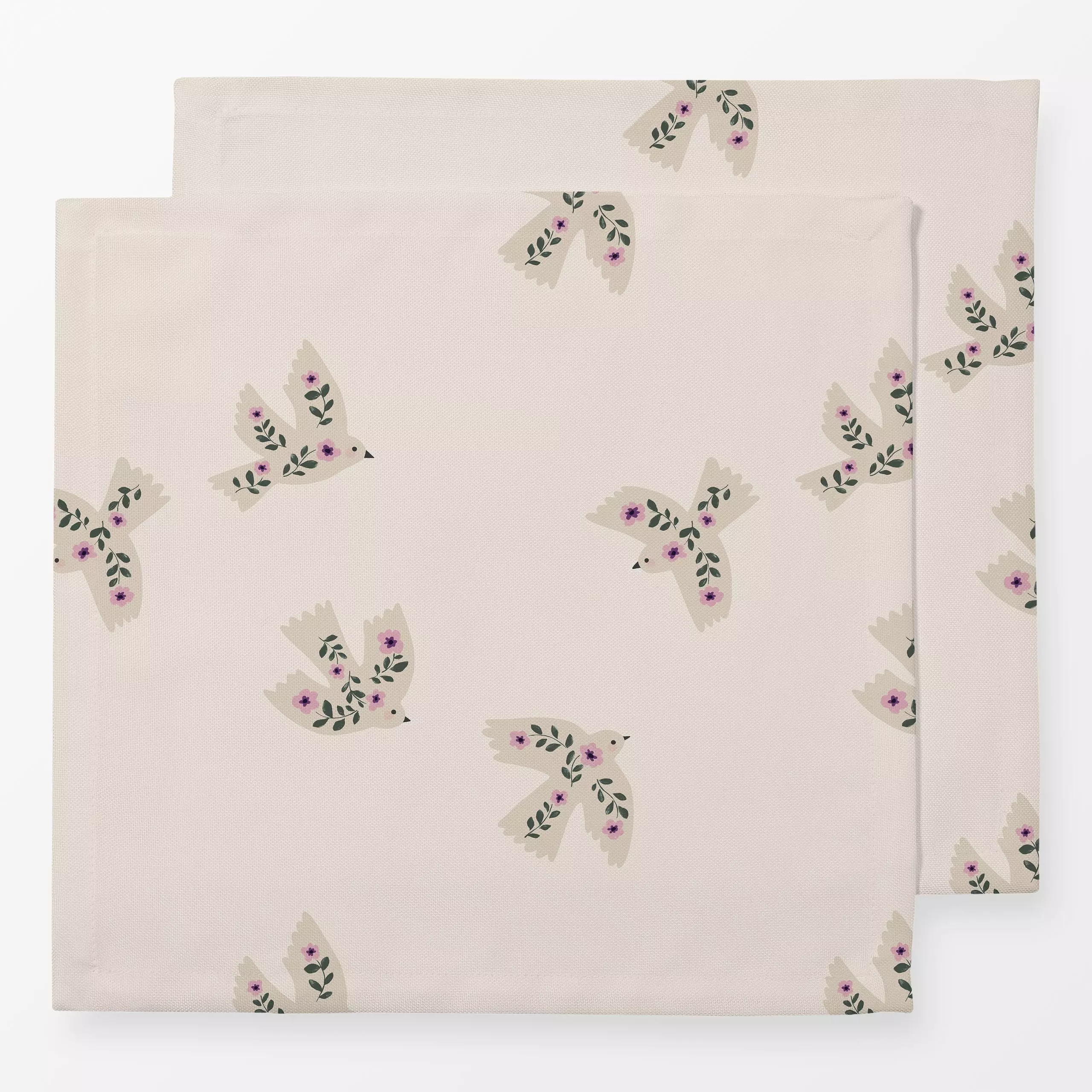 Servietten Vögel Muster - Blumen & Florales, Sommer, Tiere - von „Studio Kesse"; Blumen, Garten, Sommerblumen, Vogel, landha...