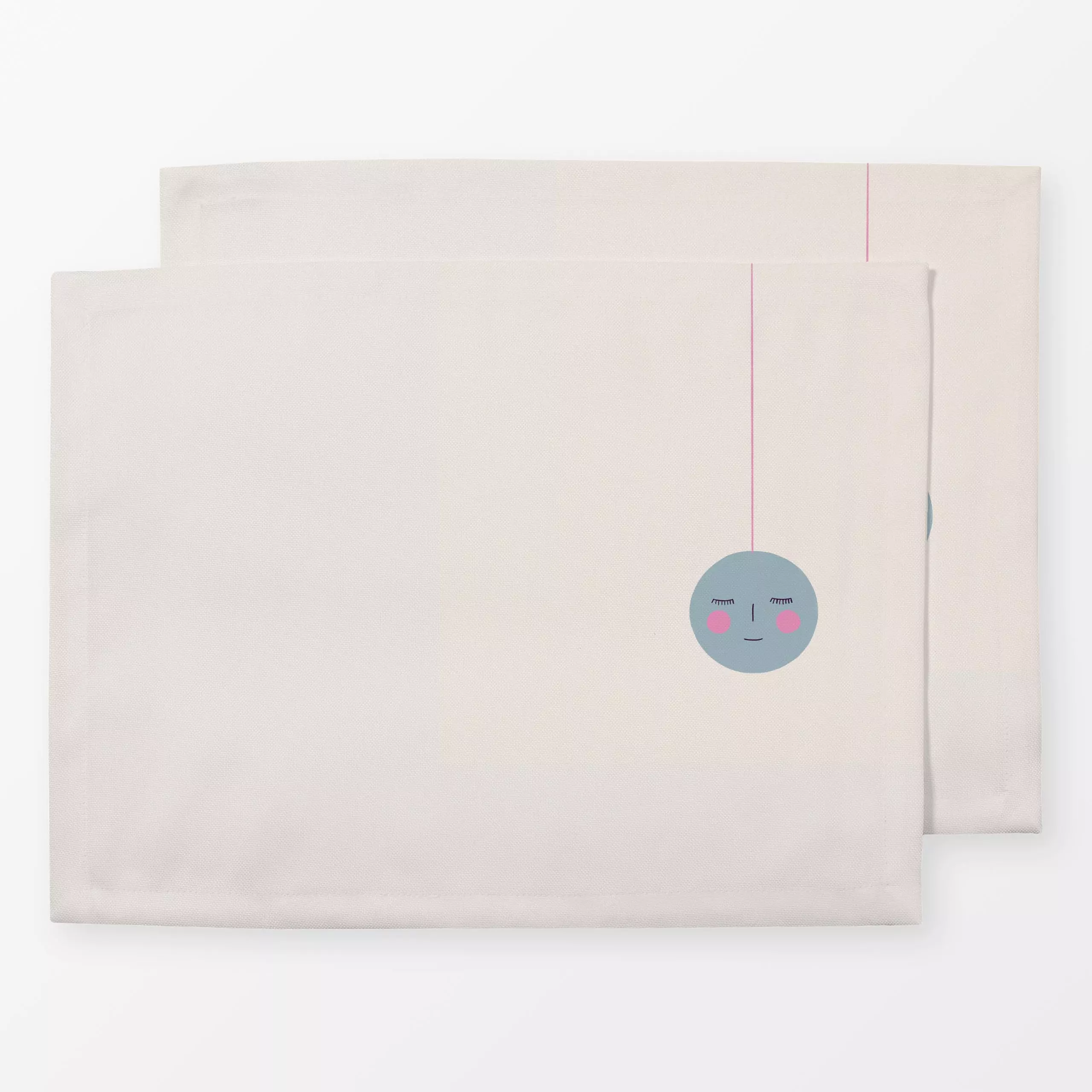 Tischset Kugel Gesicht Blau - Weihnachten - von „Sophie Augustin Illustration"; Weihnachten, modern, grafisch, weihnachtlich...