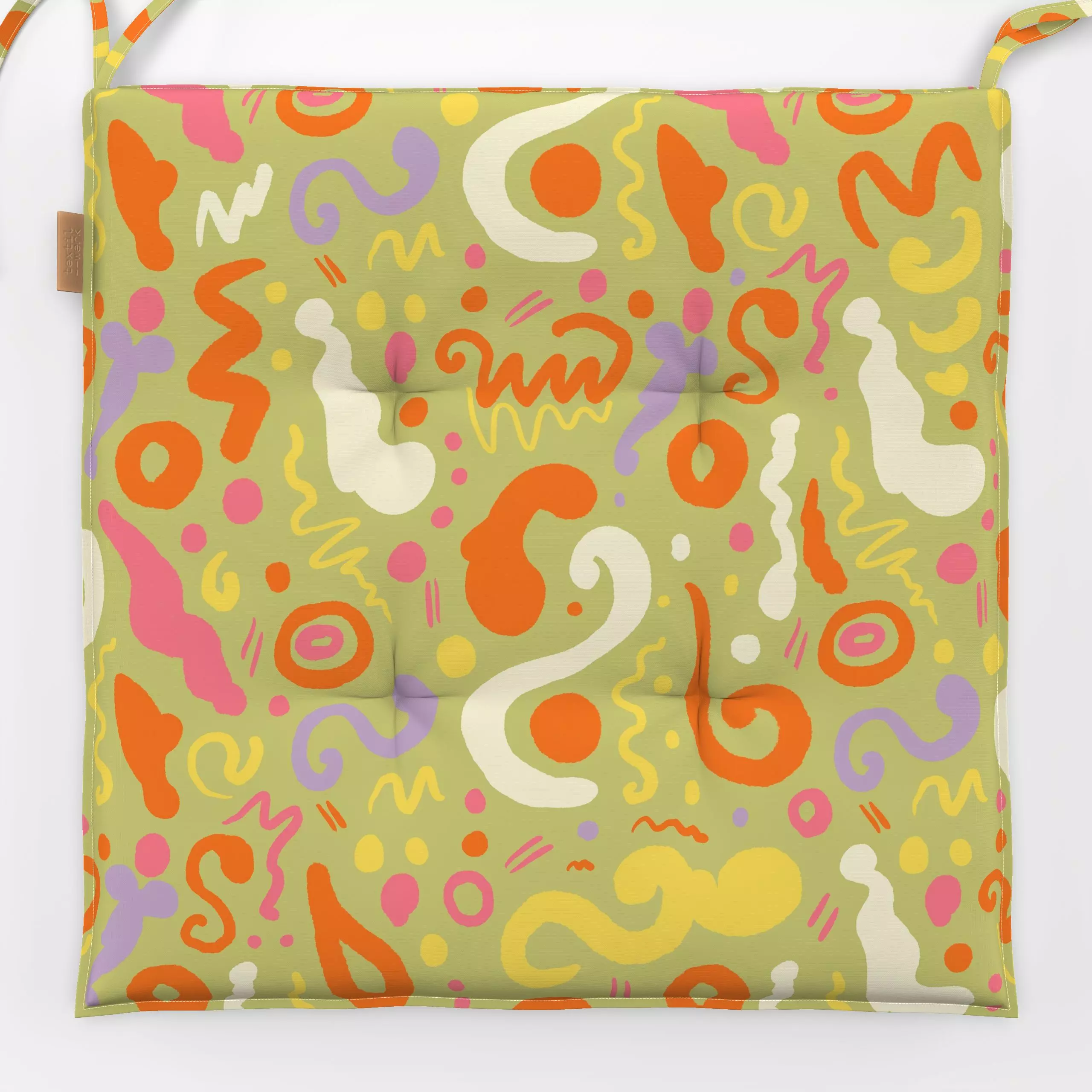 Sitzkissen Muster Hellgrün - Symbole & Muster, Retro & Vintage - von „Studio Dolci"; Muster, Linien, abstrakt, rosa, Orange,...