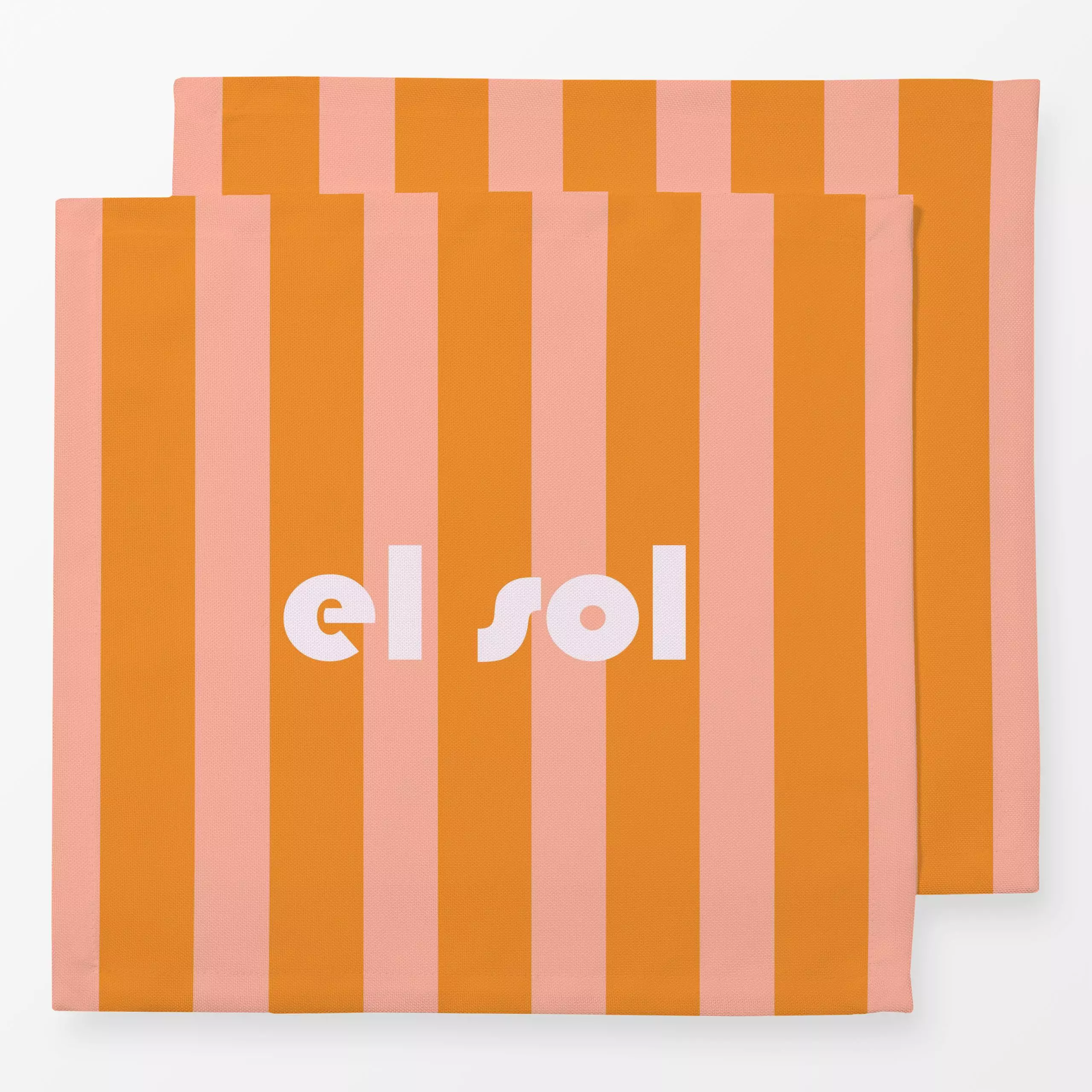 Servietten El Sol Rayas naranja - Sommer, Sprüche & Schriftzüge - von „Karen Menzenbach"; Streifen, rosa, Sonne, Orange, typ...