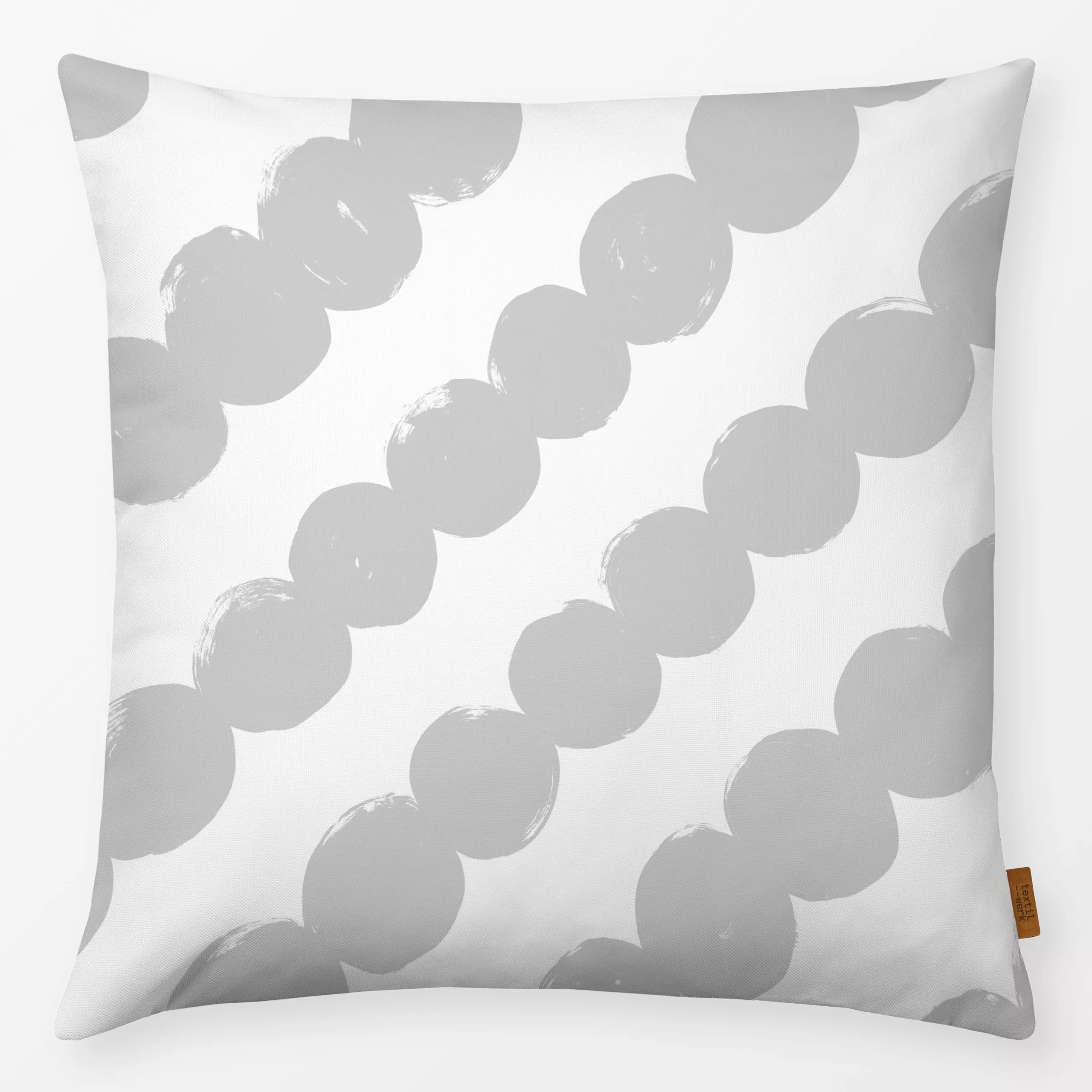 Kissen Prinzip Perle 2 Punkte - Frühling, Symbole & Muster, Ostern - von „Primus Pattern"; Punkte, grau, Streifen, Dots, hel...