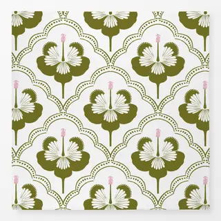 Tischdecke Hibiskus allover grün