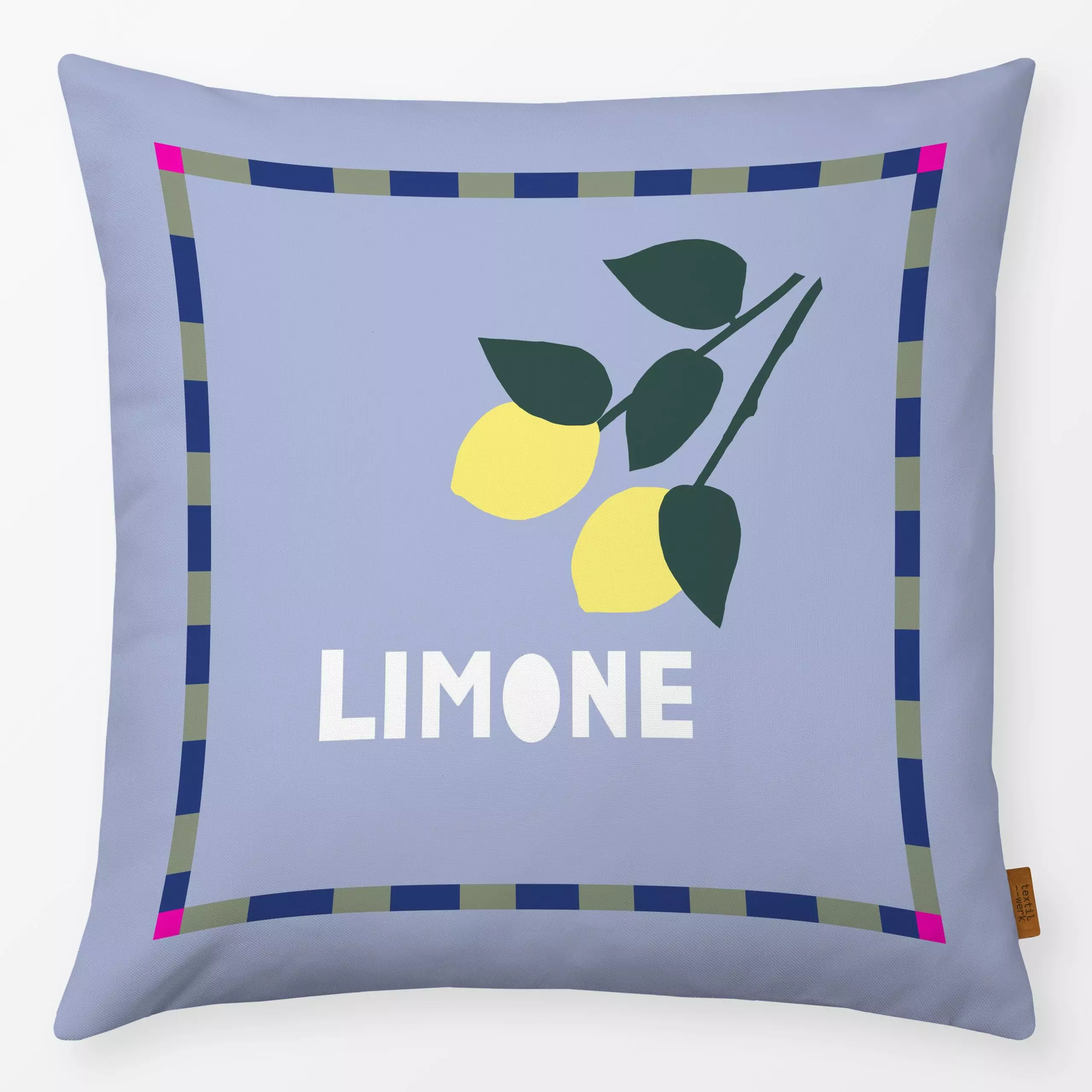 Kissen Limone - Sommer, Sprüche & Schriftzüge, Früchte - von „Iris Knabenschuh Textildesign"; Obst, Zitrone, Urlaub, Italien...