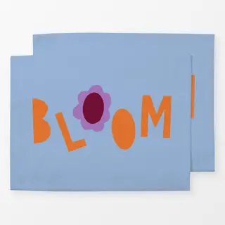 Tischset Bloom hellblau orange