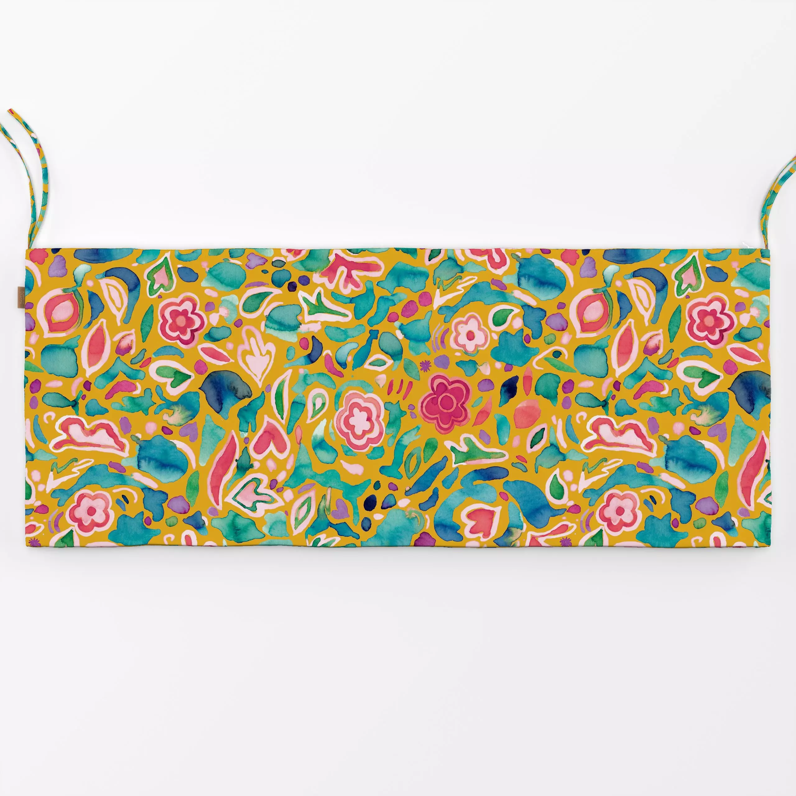 Bankauflage Boho Hippie Flowers Mustard - Blumen & Florales, Symbole & Muster, Pflanzen & Botanik - von „Ninola Design "; Bl...