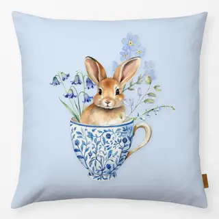 Kissen Hase in Tasse Blau