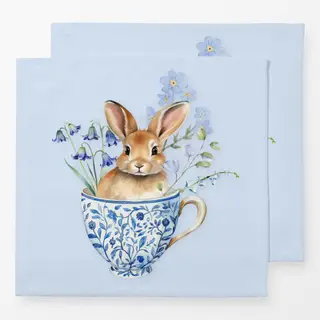 Servietten Hase in Tasse Blau