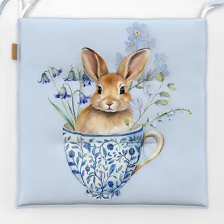 Sitzkissen Hase in Tasse Blau