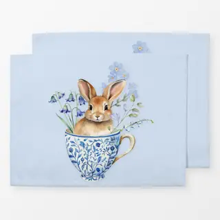 Tischset Hase in Tasse Blau