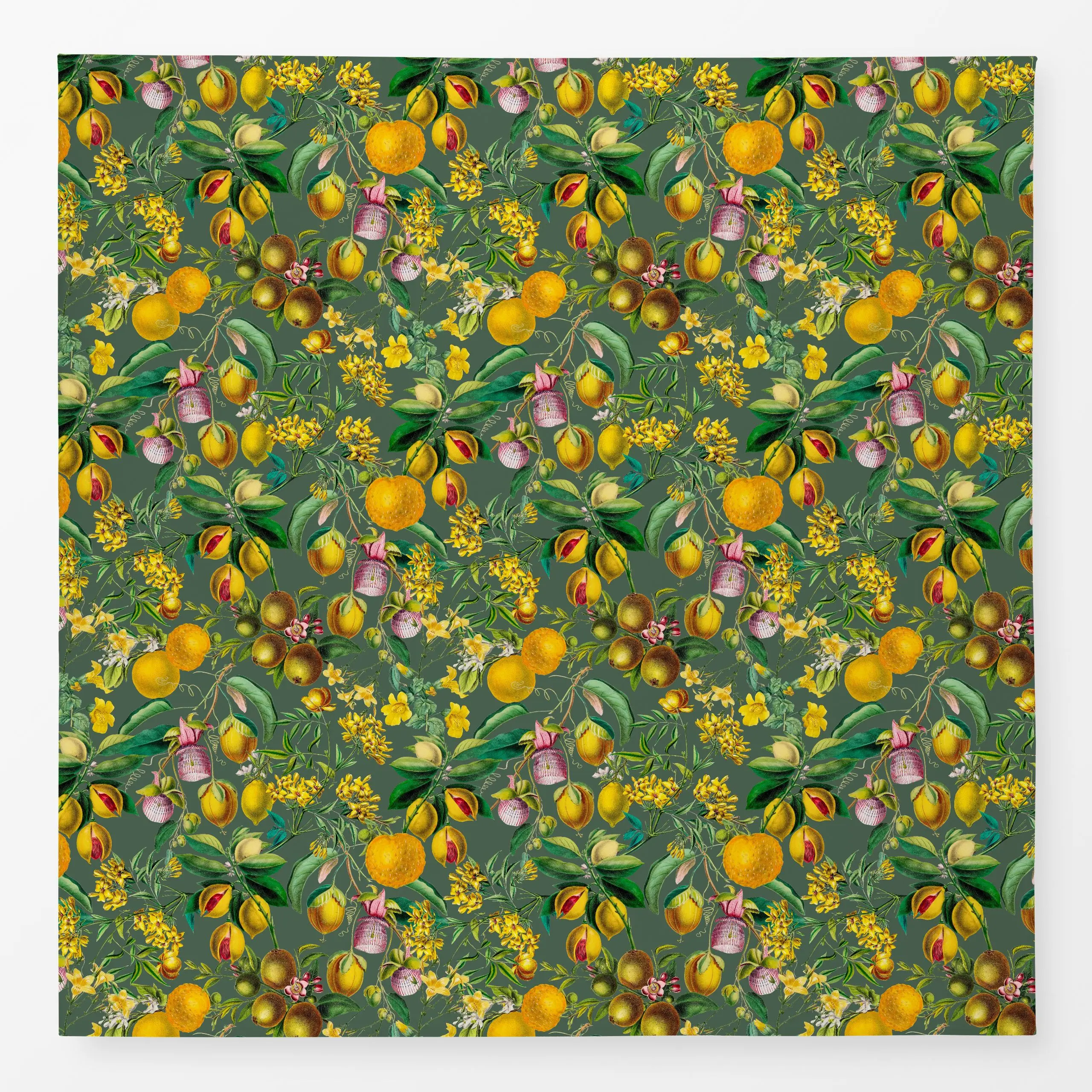Tischdecke Tropischer Gartenzauber grün, Blumen, tropisch, Früchte, Sommer, von Uta Naumann