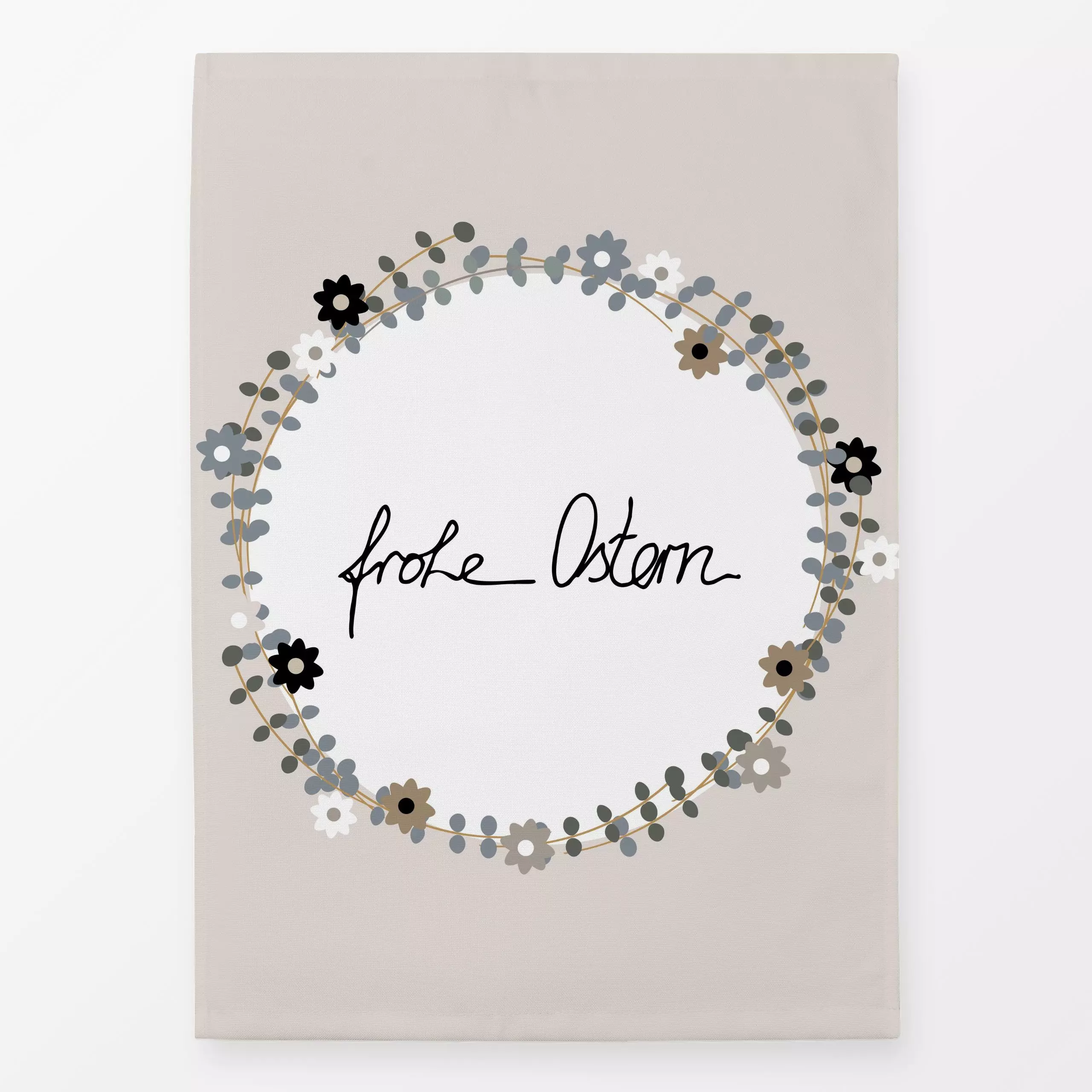 Geschirrtücher Osterkranz Frohe Ostern - Frühling, Sprüche & Schriftzüge, Anlässe, Ostern - von „Alisa Knöß"; skandinavisch,...