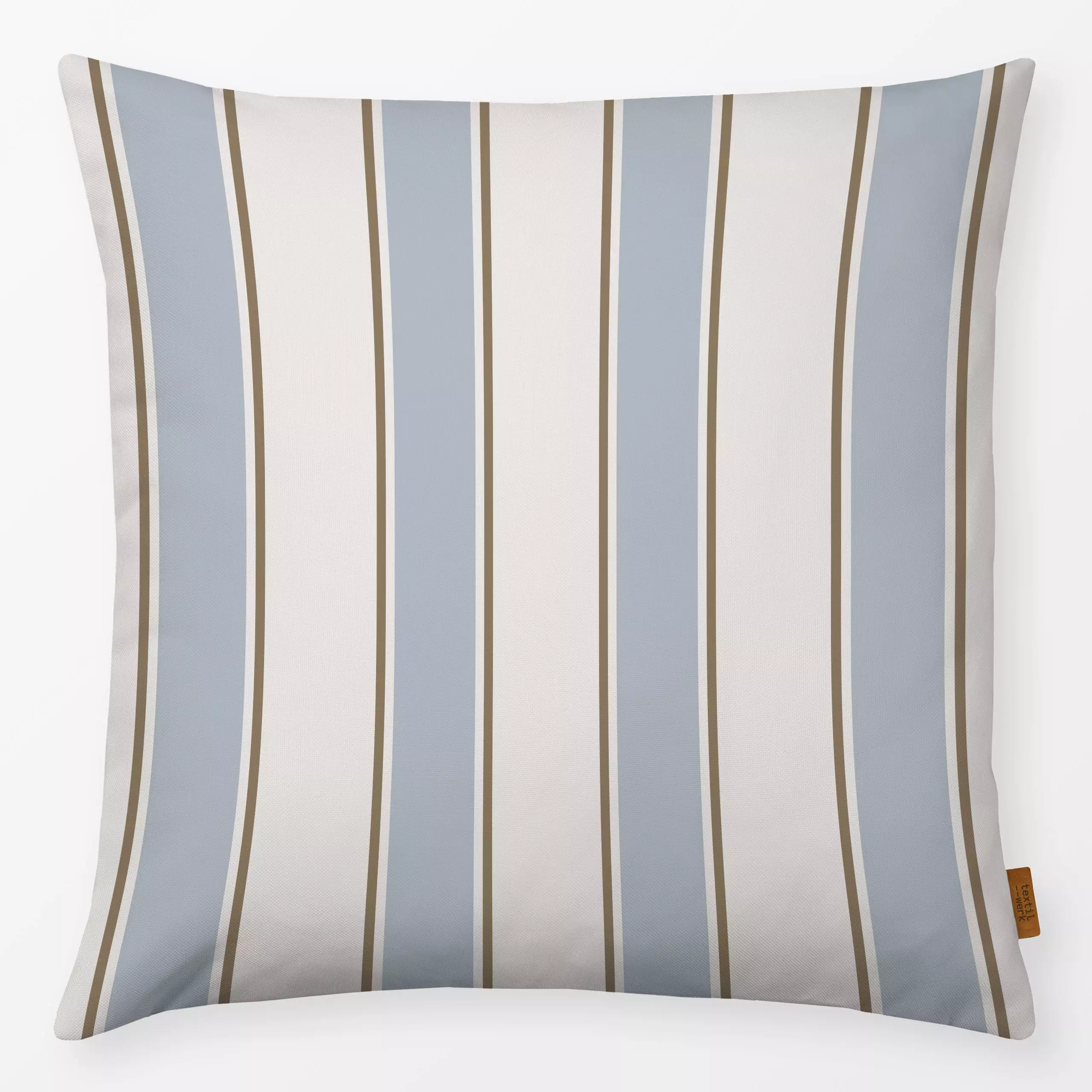 Kissen Mokka-Babyblau Streifen - Symbole & Muster - von „Sara Maria"; Streifen, Sommer, blau, sreifen, landhaus, Streifenmus...