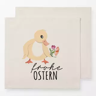 Servietten Frohe Ostern Küken mit Blumen