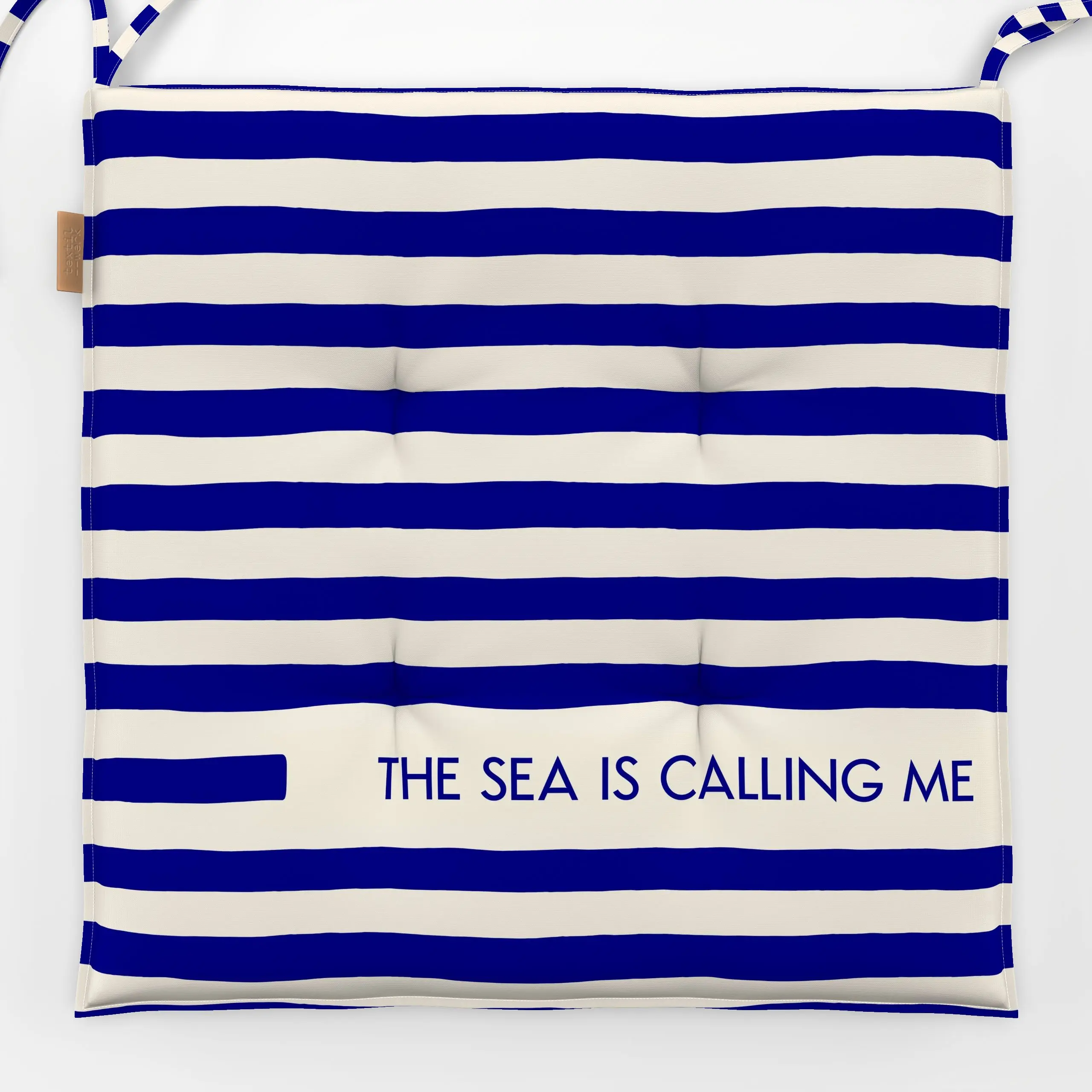 Sitzkissen The Sea Is Calling Me - Natur & Landschaft, Sommer, Symbole & Muster - von „By Anna Sienna"; Meer, See, blau, ges...