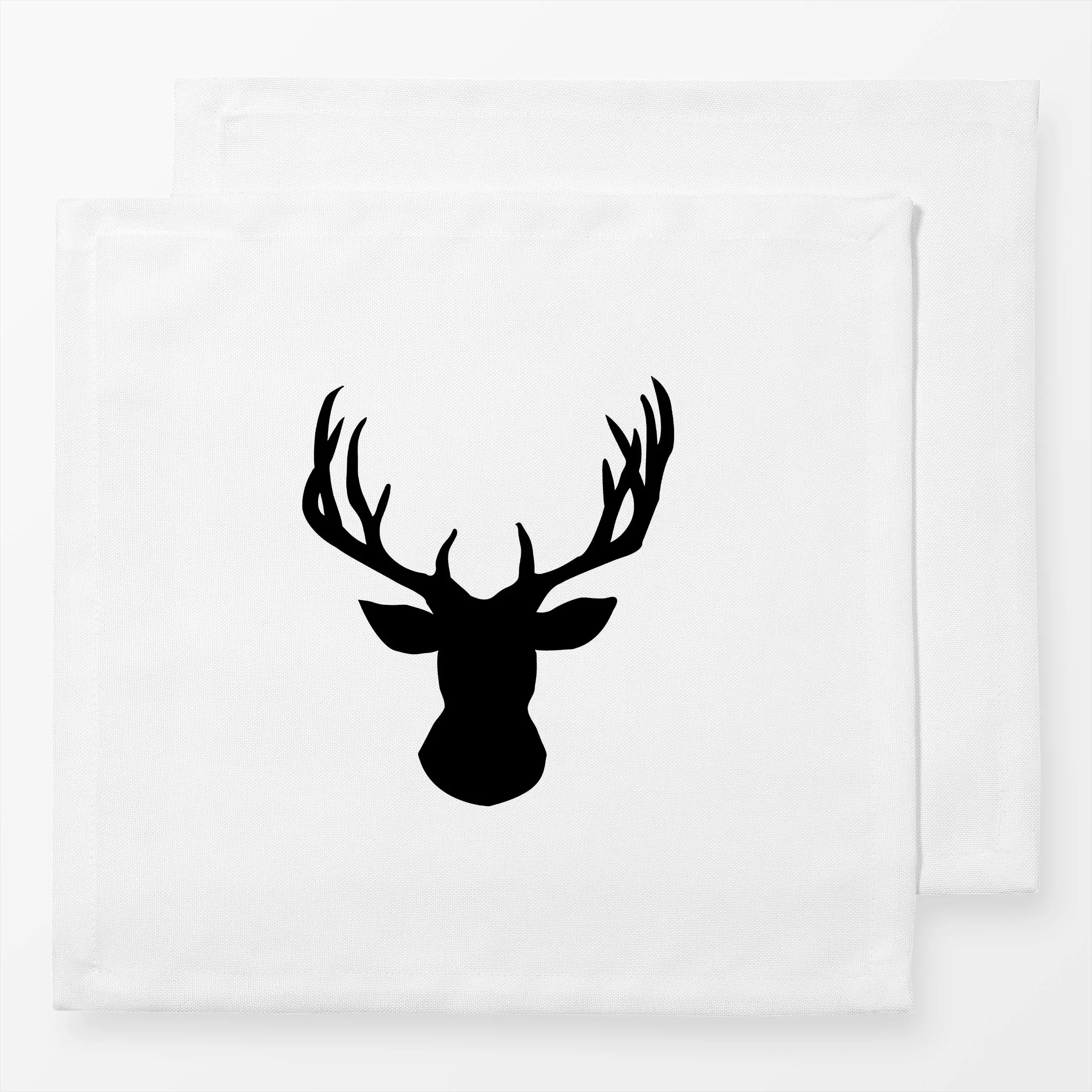 Servietten Hirsch Schwarzweiss - Tiere, Weihnachten, Winter - von „Monika Strigel"; Natur, Wald, Winter, Silhouette, Hirsch,...