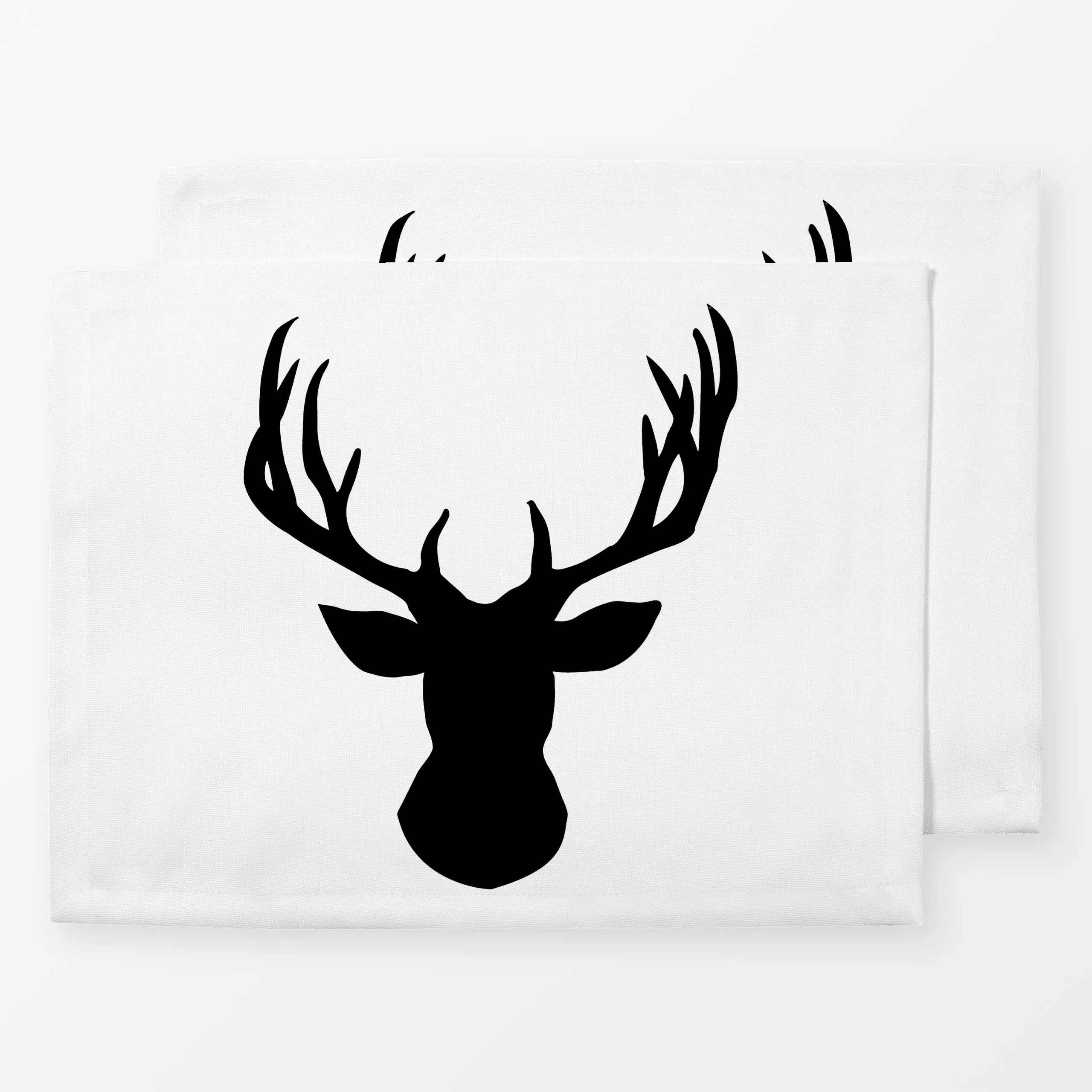 Tischset Hirsch Schwarzweiss - Tiere, Weihnachten, Winter - von „Monika Strigel"; Natur, Wald, Winter, Silhouette, Hirsch, S...