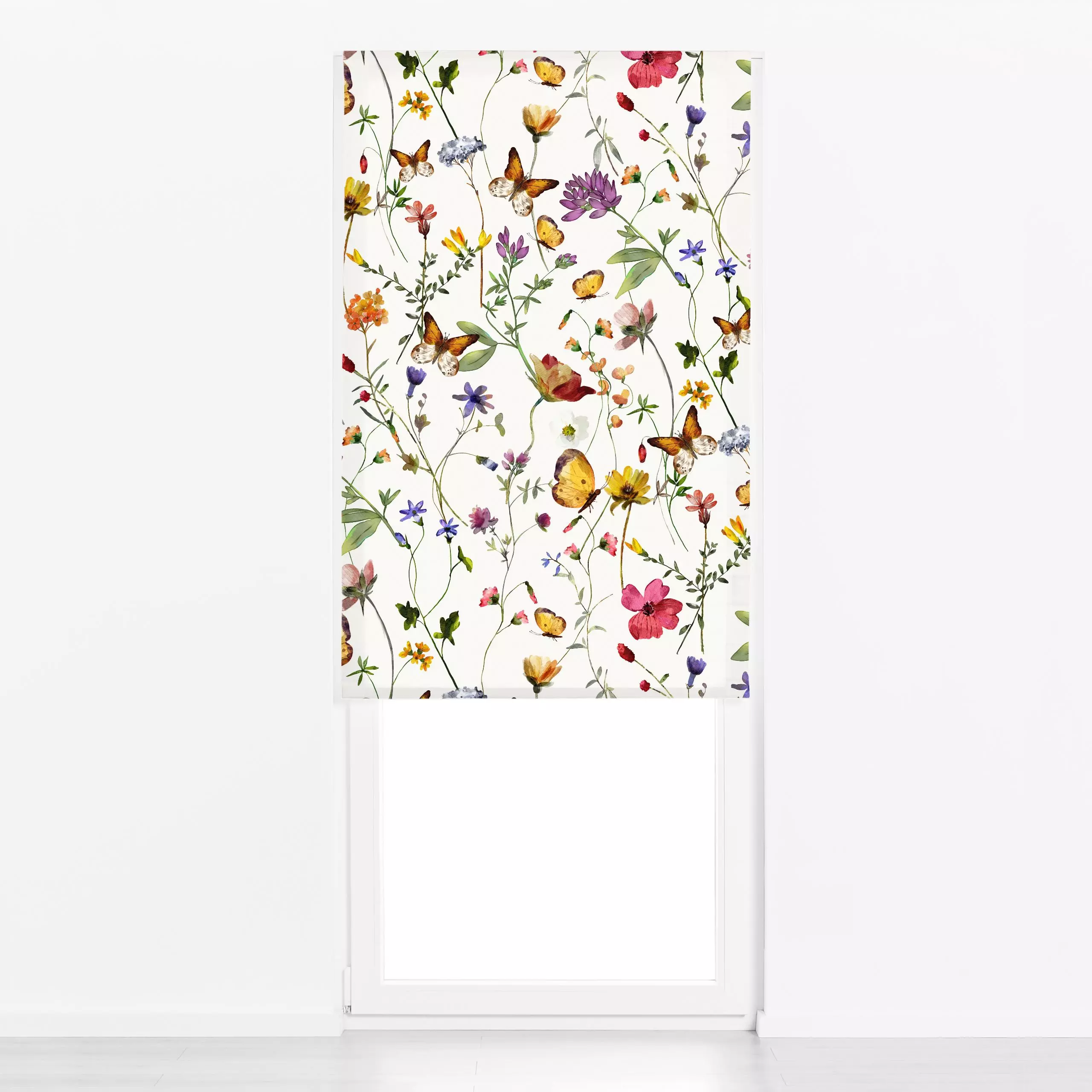 Raffrollo Wildblumen Wiese 3 - Blumen & Florales, Sommer, Pflanzen & Botanik - von „Uta Naumann"; Wasserfarben, Natur, skand...