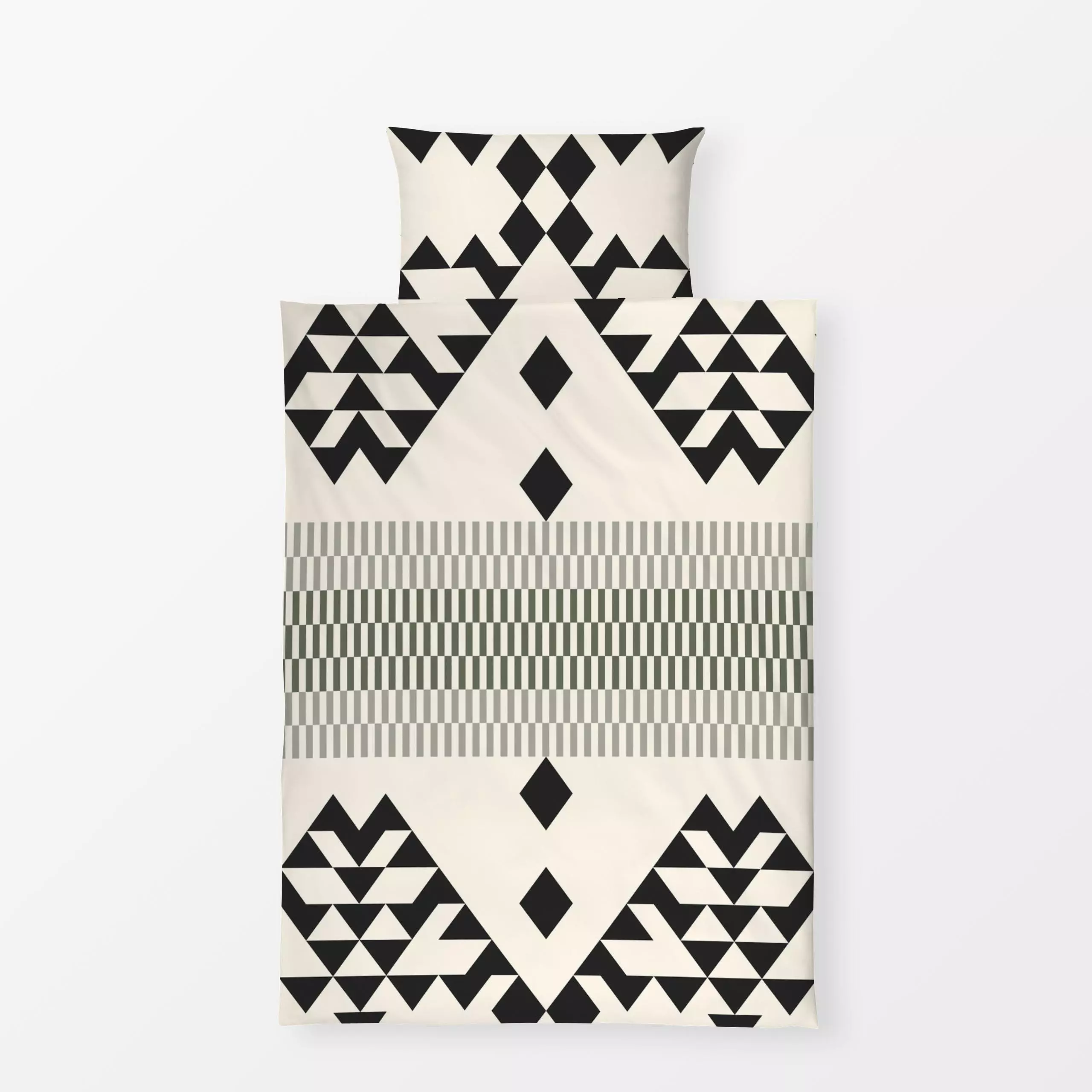 Bettwäsche Mediterranean Ethno - Symbole & Muster - von „Eda Şahin"; Muster, beige, grafisch, Ethno, Dreieck, mediterranean