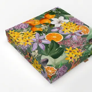 Bodenkissen Orangen im Blütenmeer grün