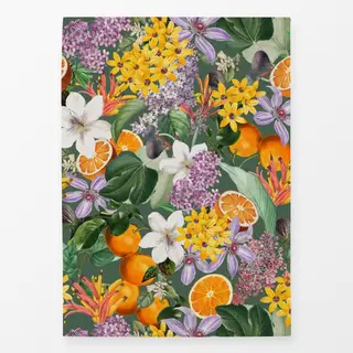 Geschirrtücher Orangen im Blütenmeer grün