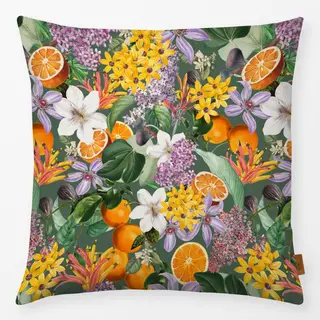 Kissen Orangen im Blütenmeer grün