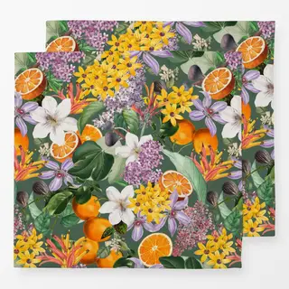 Servietten Orangen im Blütenmeer grün