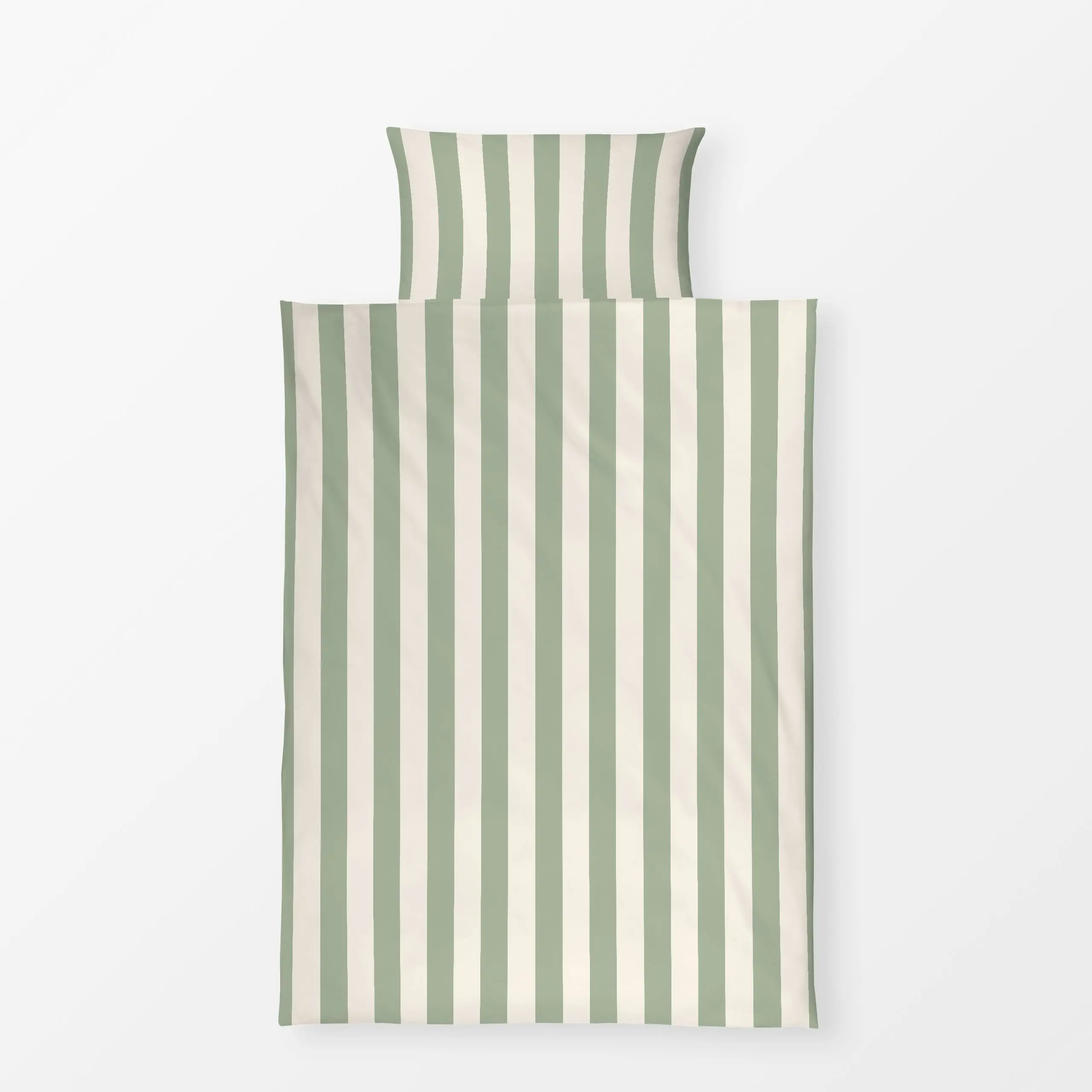 Bettwäsche Breite Streifen Schilfgrün - Sommer, Symbole & Muster, Retro & Vintage - von „Lena Living x tiny goods studio"; K...
