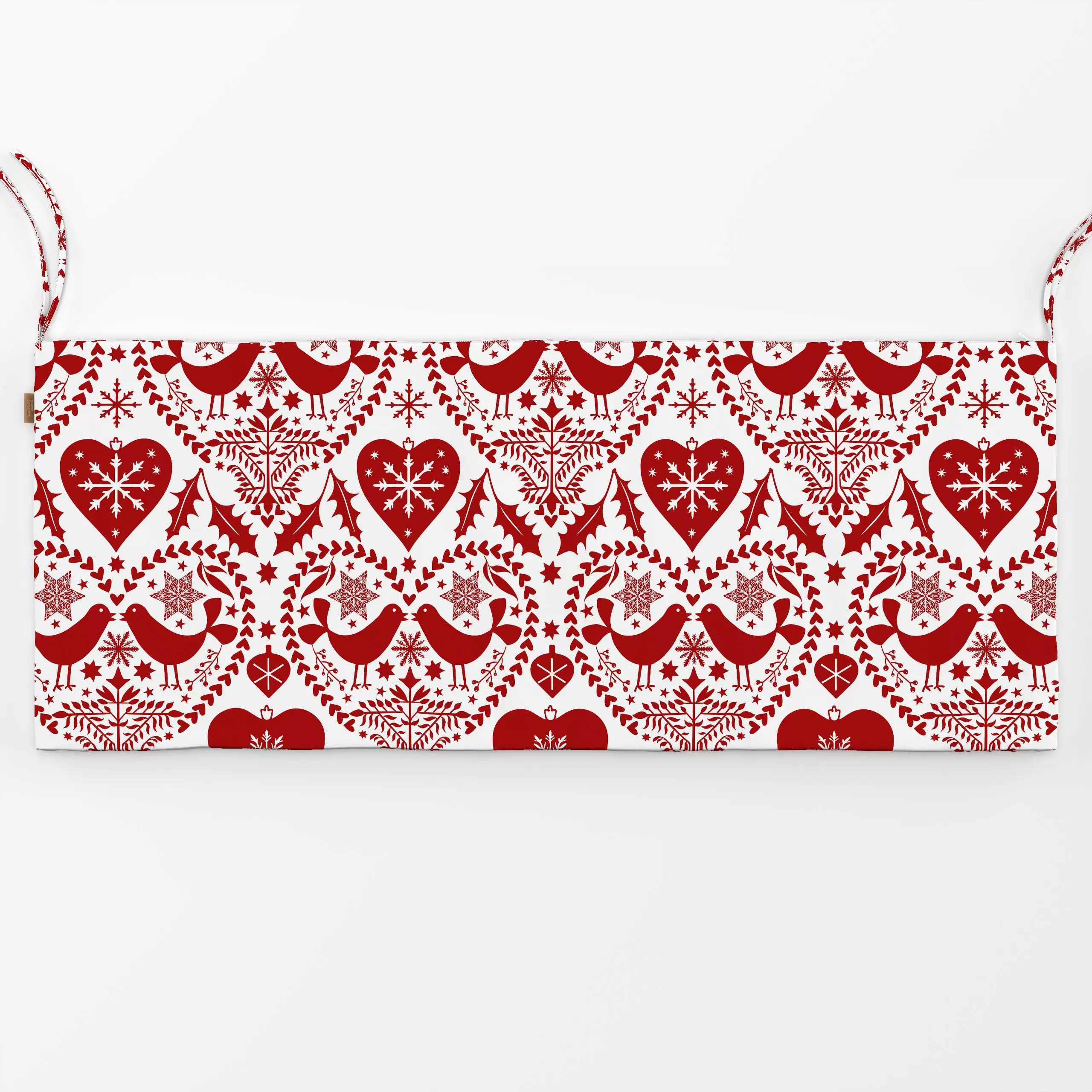 Bankauflage Nordic Noel Red White - Weihnachten - von „Andrea Haase"; skandinavisch, Hygge, Vogel, Herzen, weihnachtlich, No...