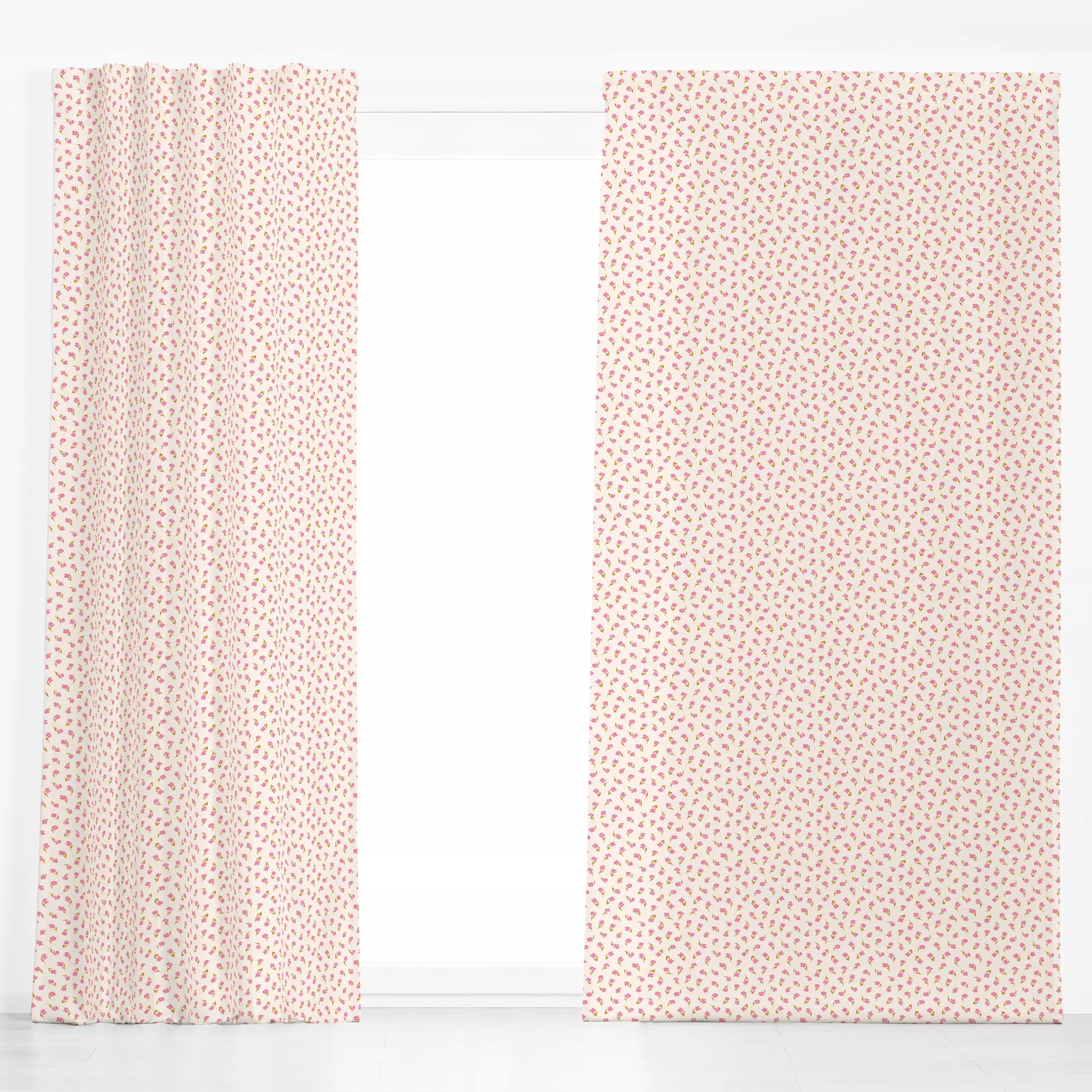 Dekovorhang Christine beige pink yellow - Blumen & Florales, Symbole & Muster - von „Kathrin Woo"; abstrakt, modern, verspie...