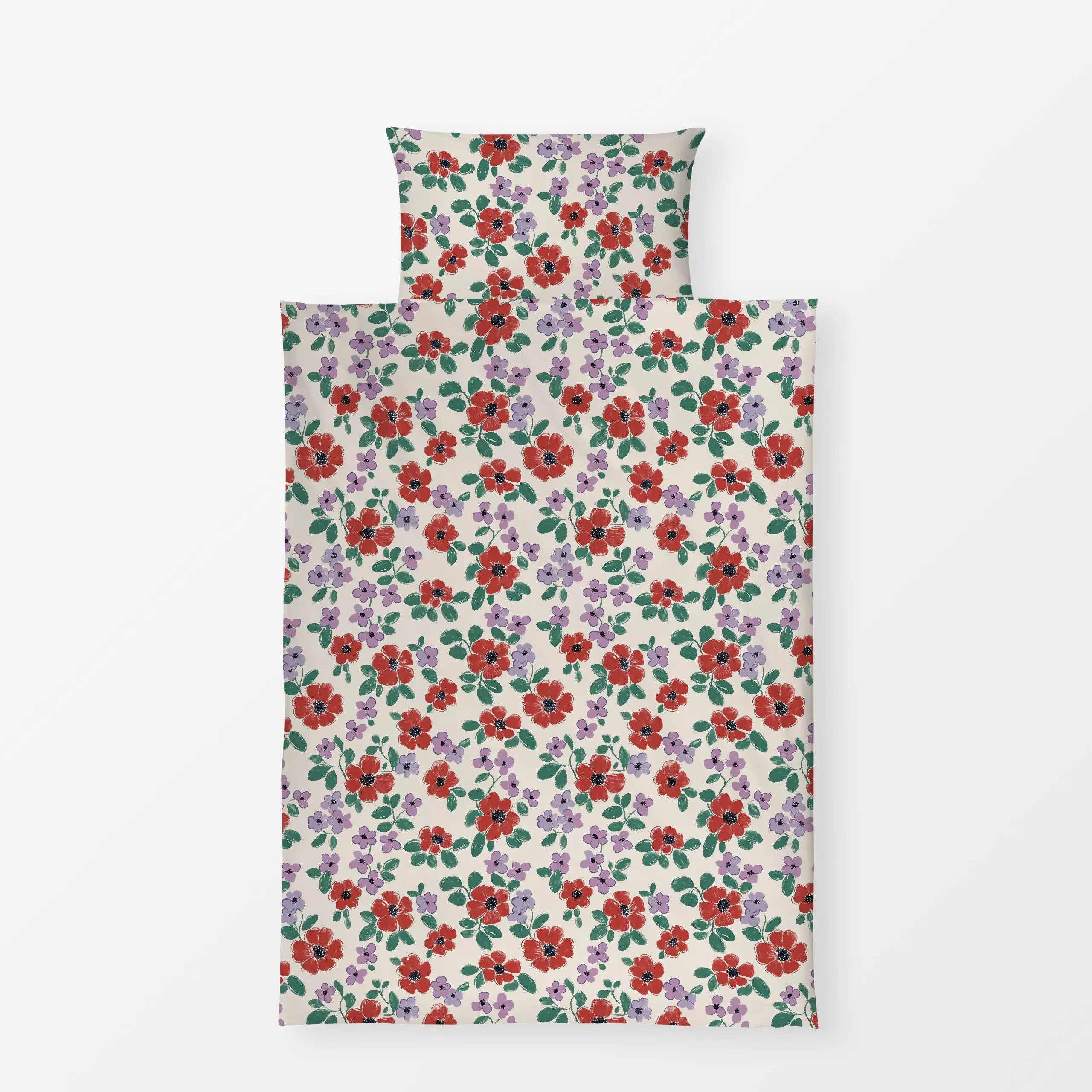 Bettwäsche Blumen rot rosa - Blumen & Florales, Sommer, Symbole & Muster - von „Studio Kesse"; Blumen, Sommer, landhaus, Blu...