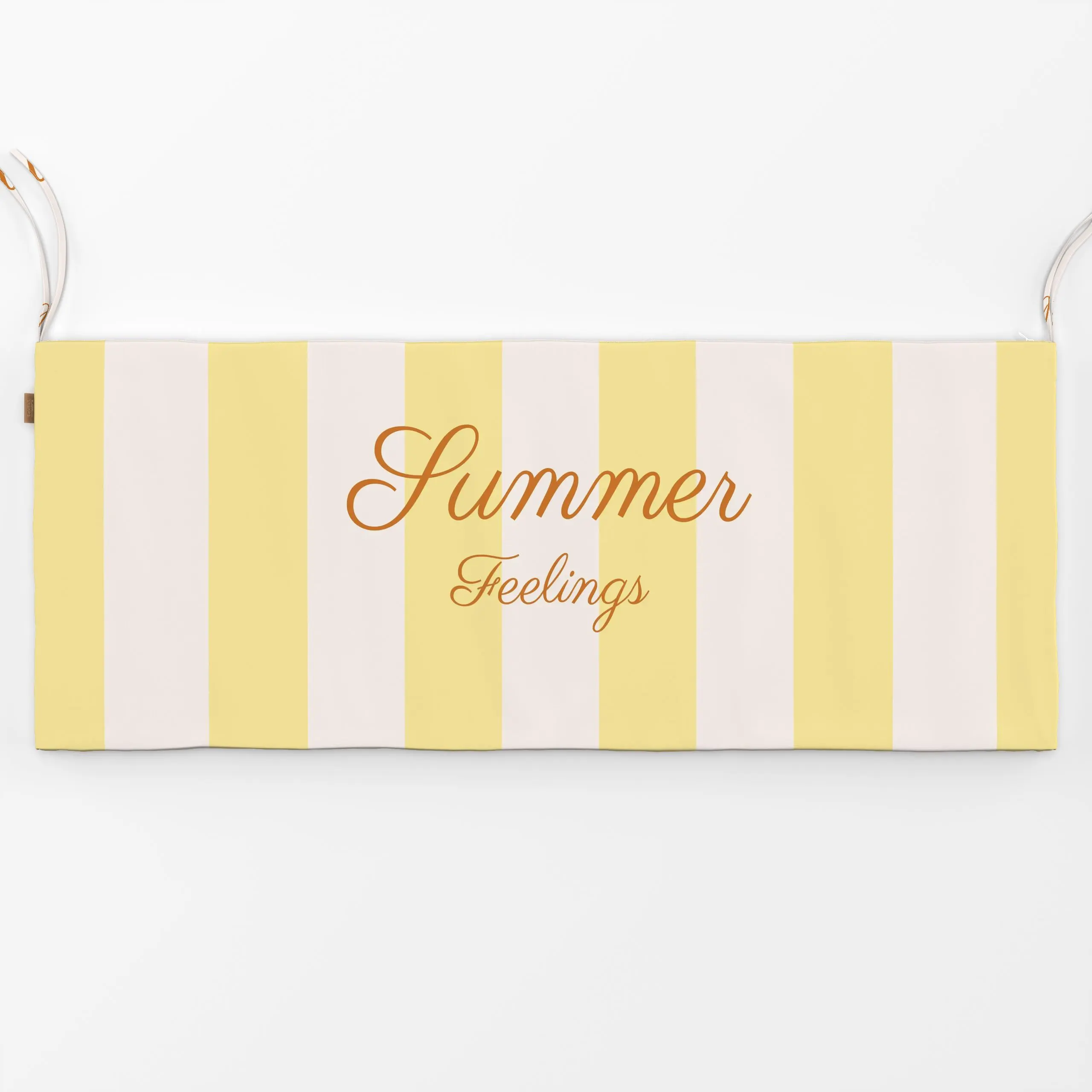 Bankauflage Summer Feelings Yellow - Sommer, Sprüche & Schriftzüge - von „Jana Moßmann"; Streifen, Pastell, Summerfeeling, S...