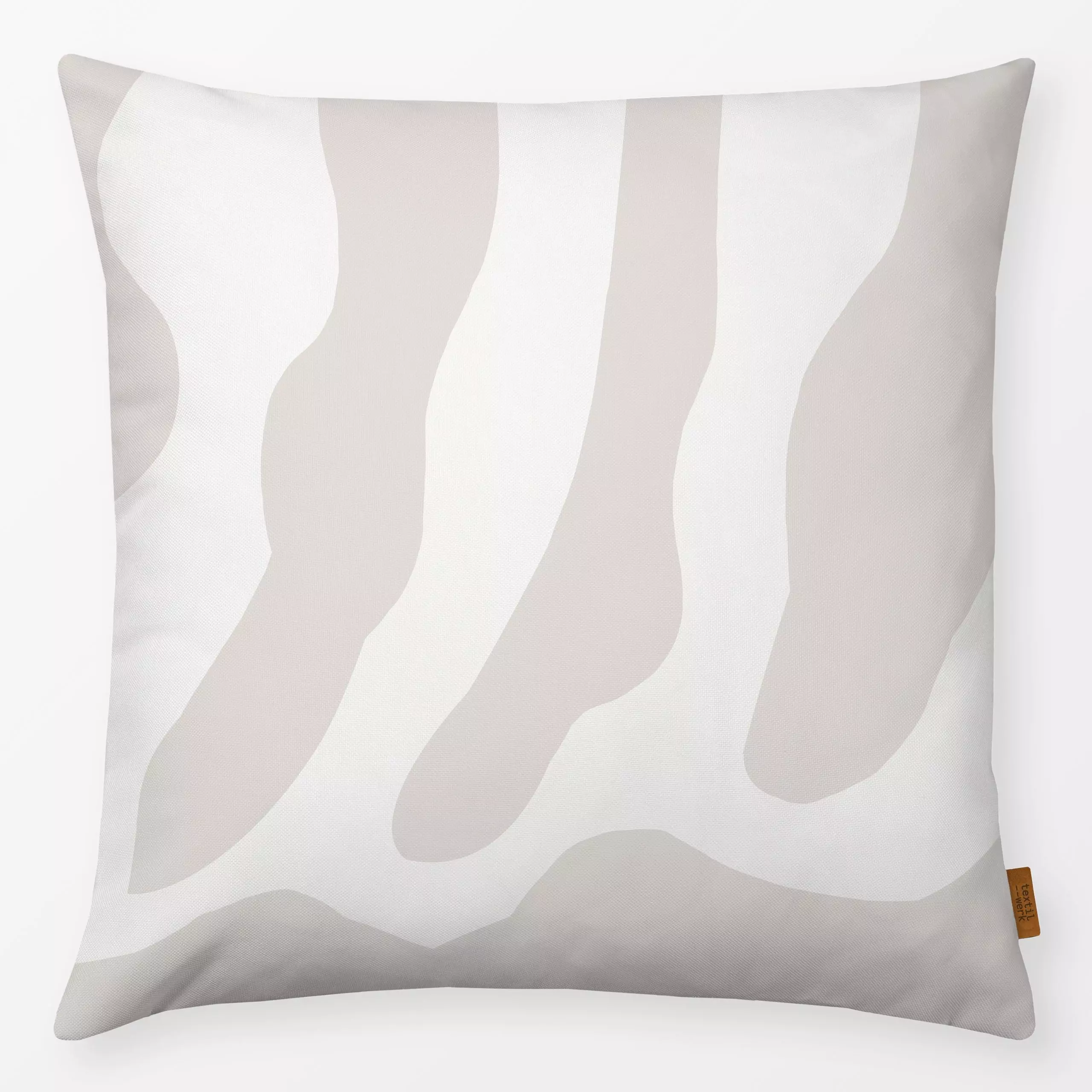 Kissen Calm Detail 2 beige - Symbole & Muster - von „Jana Driver"; Linien, abstrakt, beige, formen, Weiss, organisch, hellgr...